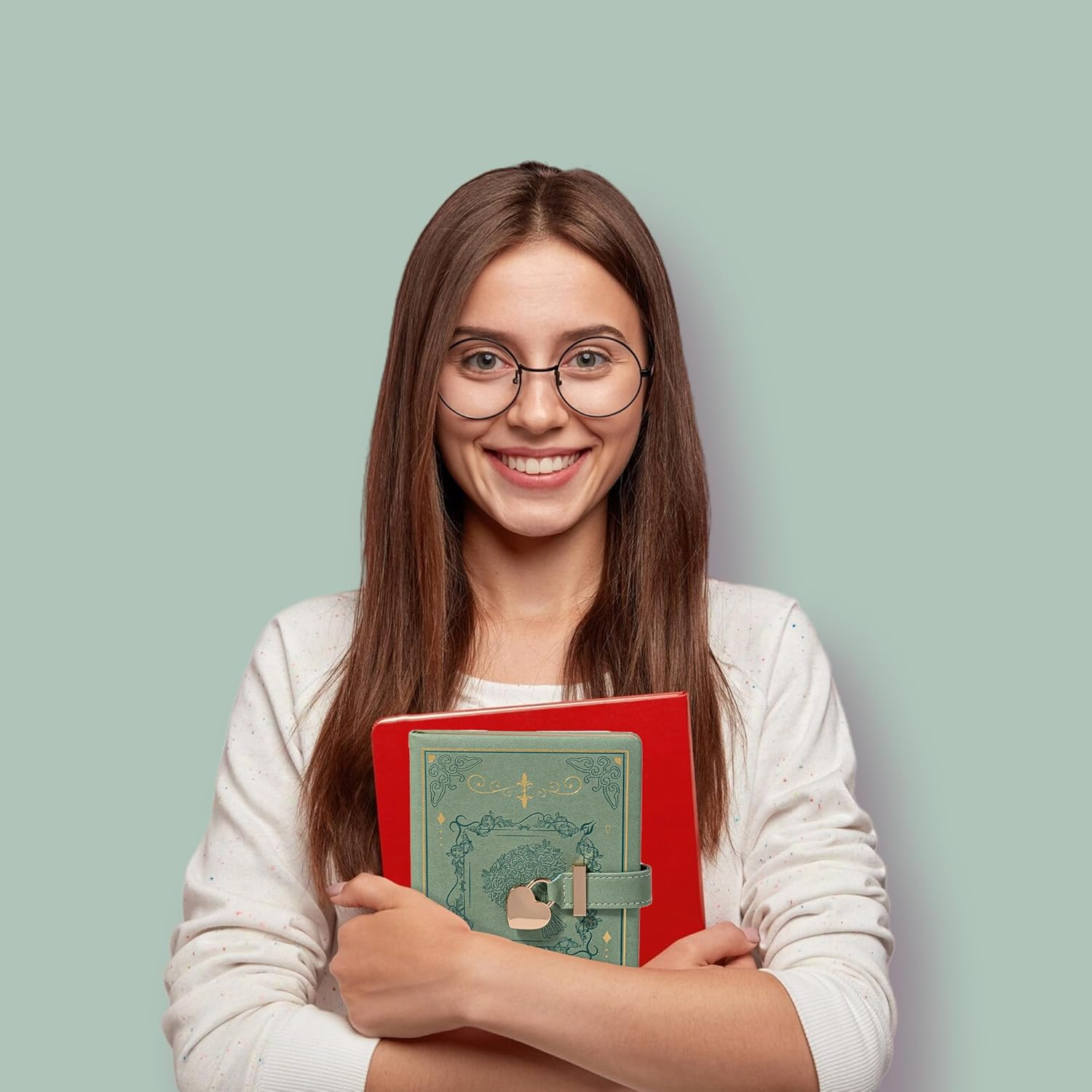 Diary with Lock for Writing, PU Hardcover Leather Locked Journal, B6 Personal Organizer for Men Women, 288 Pages 100Gsm Ruled Paper - Pink image number 7