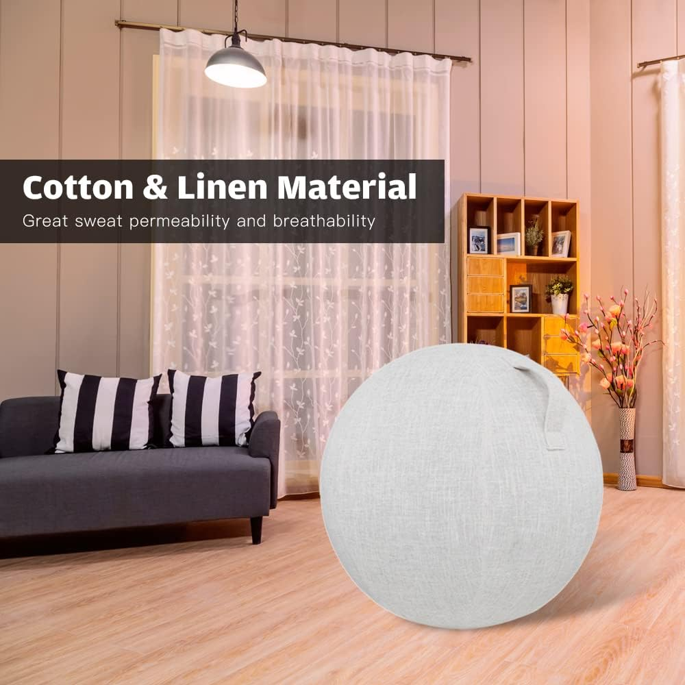 LAPOOH 55Cm/65Cm/75Cm Cotton+Linen Protective Yoga Ball Cover Exercise Ball Protection Skin Wrap Accessory image number 4