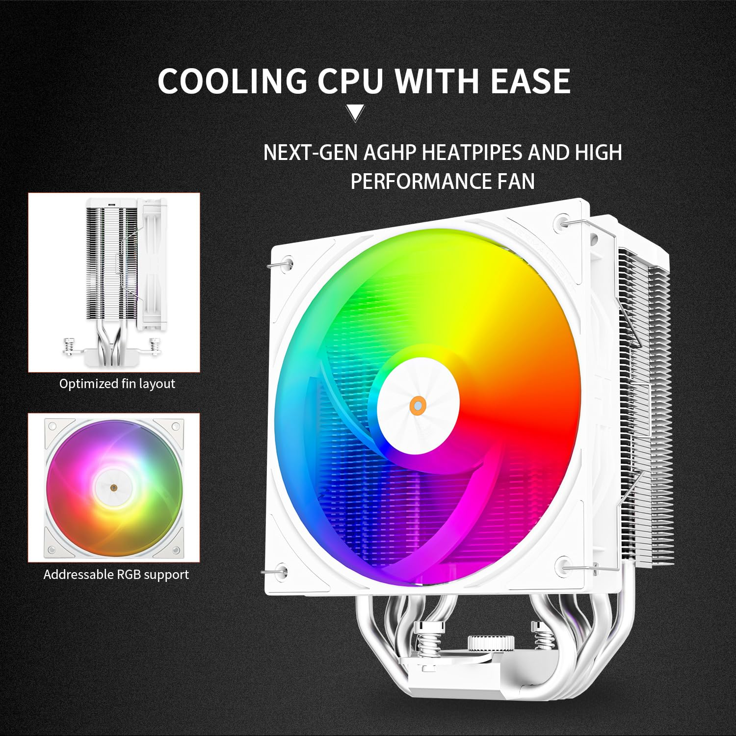 Thermalright Assassin X 120R Digital ARGB White CPU Cooler, Digital Screen Top Cover, TL-P12W-S PWM Quiet Fan CPU Air Cooler, Computer Heatsink Cooling, Support Am4/Am5,Intel LGA1851/1700/115X/1200 image number 5