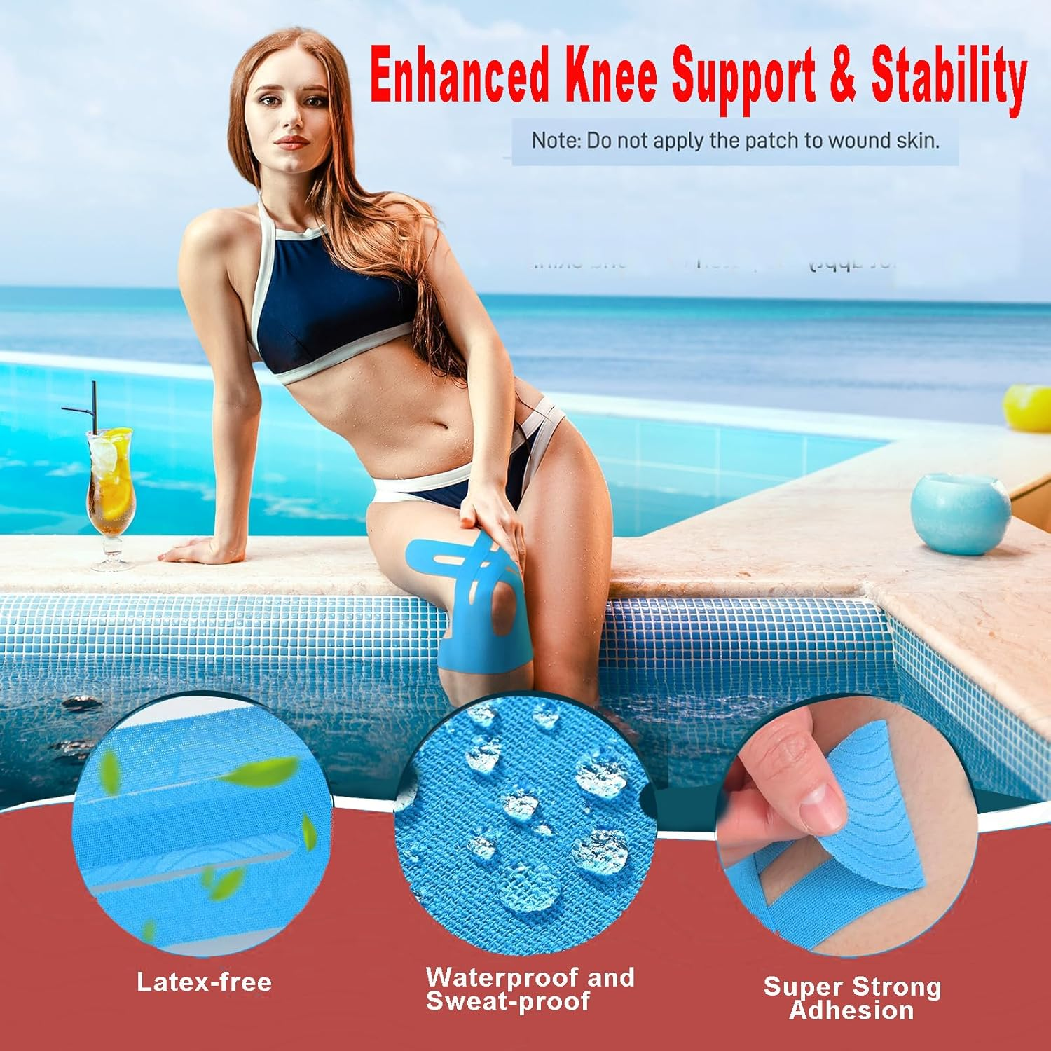 16Pcs Precut Kinesiology Tape for Knees &ndash; Breathable, Waterproof & Flexible KT Tape Strips &ndash; Joint Support for Training, Exercise & Daily Use &ndash; Suitable for Sports Enthusiasts, Seniors & Active Women image number 1