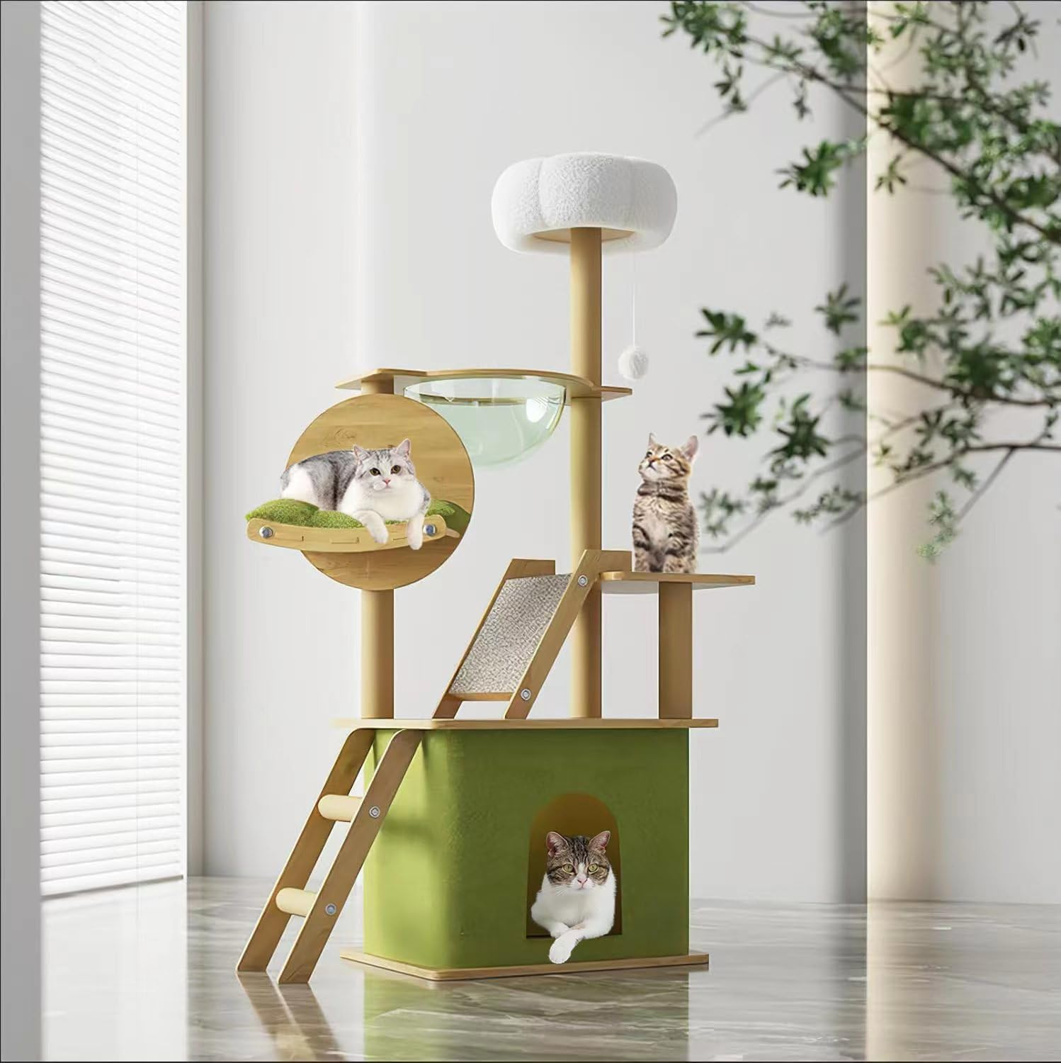 Large Cat Tree, XICEN 140CM Cat Tower for Cats, Super Spacious Condo, Cat Climbing Frame, Large Cat Nest, Wide Padded Perch Scratching Posts & Pad for Indoor Cats image number 2