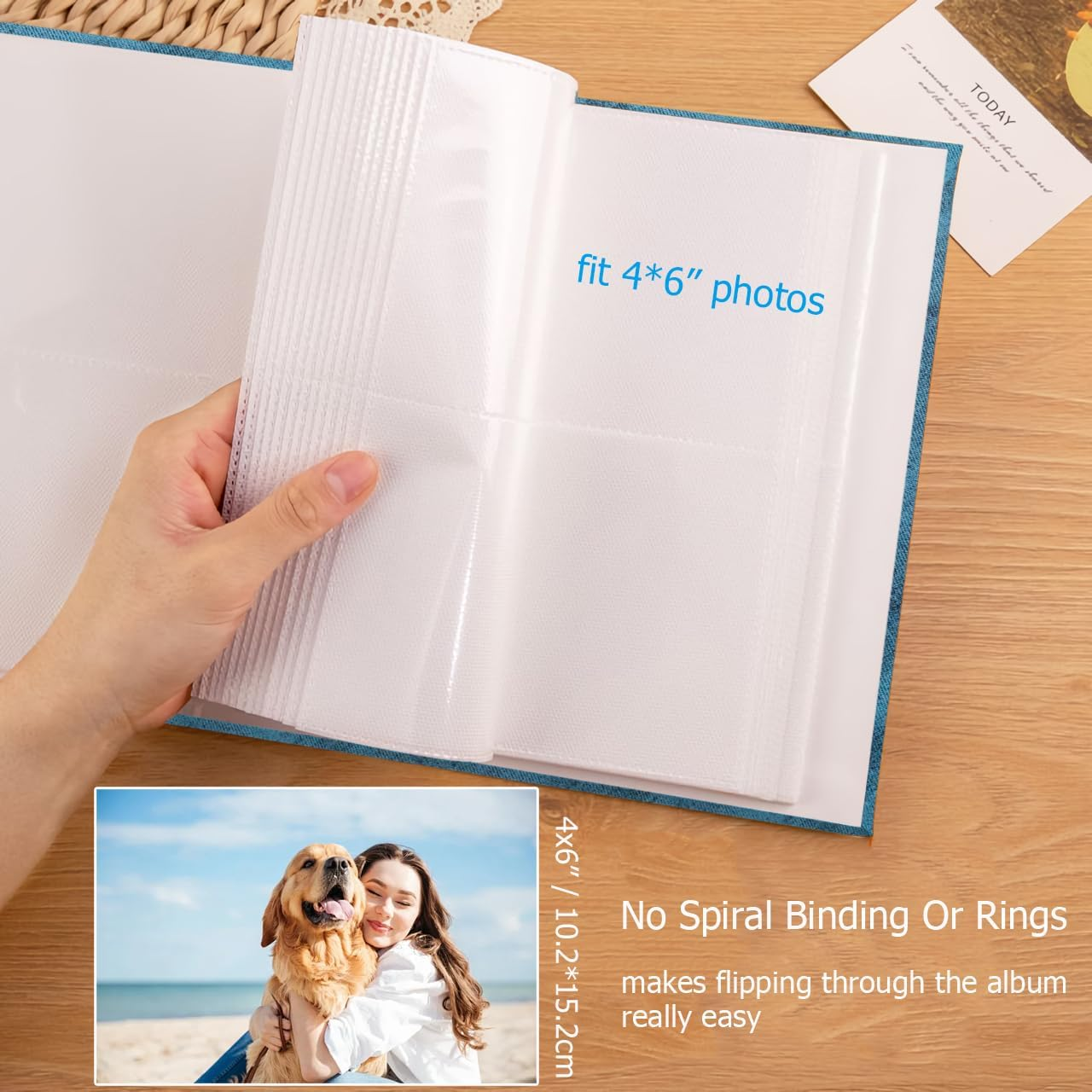 ​4X6 Photo Album with 200 Pockets - Memory Book for Baby, Wedding, Anniversary & Travel, Blue Cover​ image number 5