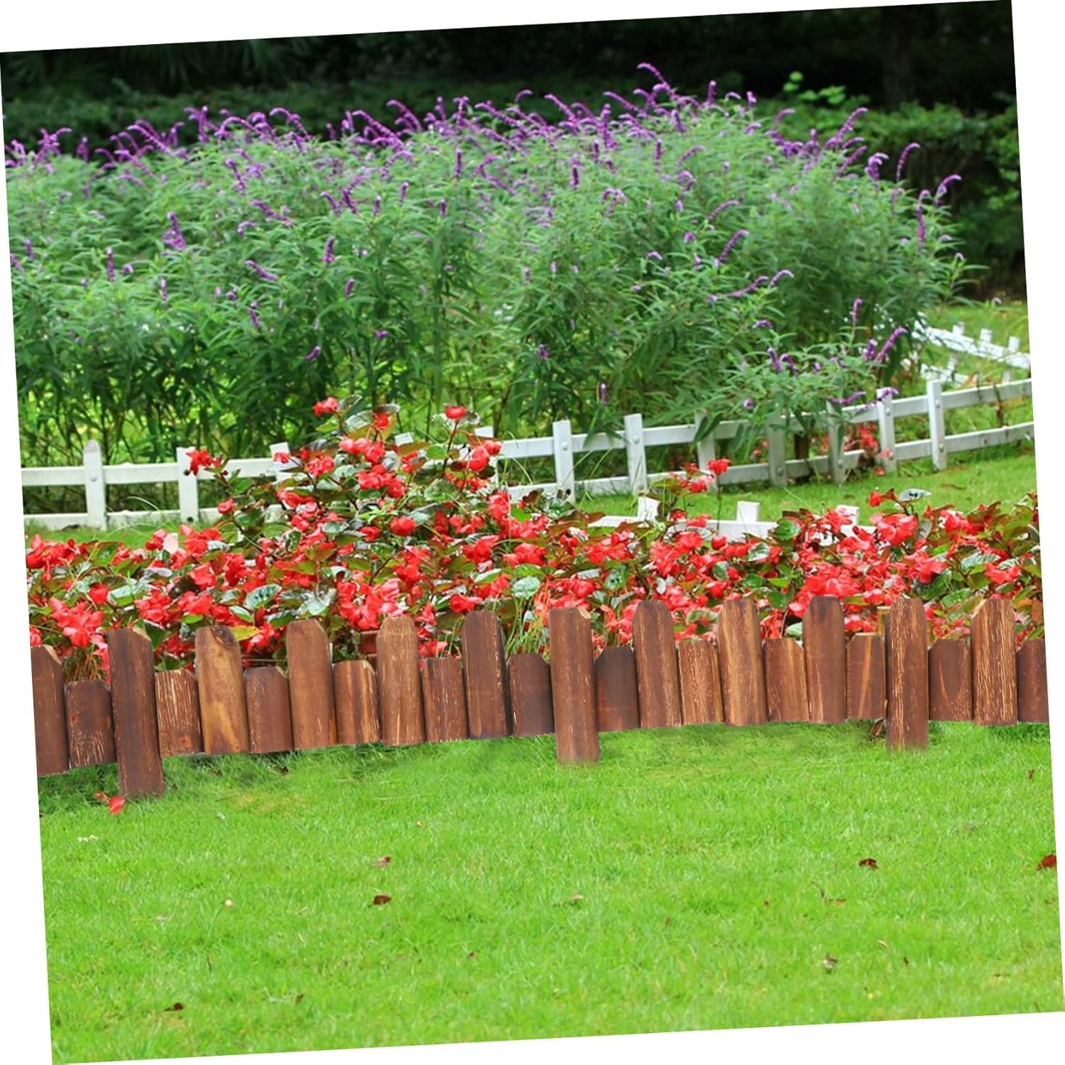 VICASKY Garden Edging Wood Decorative Fence Lawn Border Galvanised Landscape Fencing image number 6