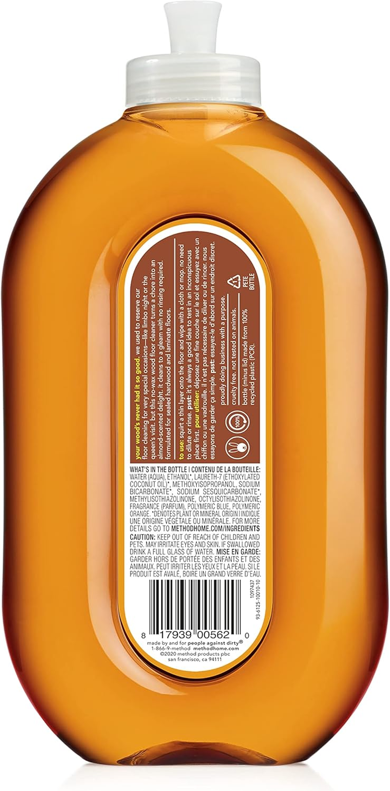 Method Hardwood Floor Cleaner, Easy Squirt + Mop Design Covers Floor in Fewer Sweeps, Use as Laminate or Sealed Wood Floor Cleaner, Almond Scent, 739 Ml Bottles, 6 Pack, Packaging May Vary