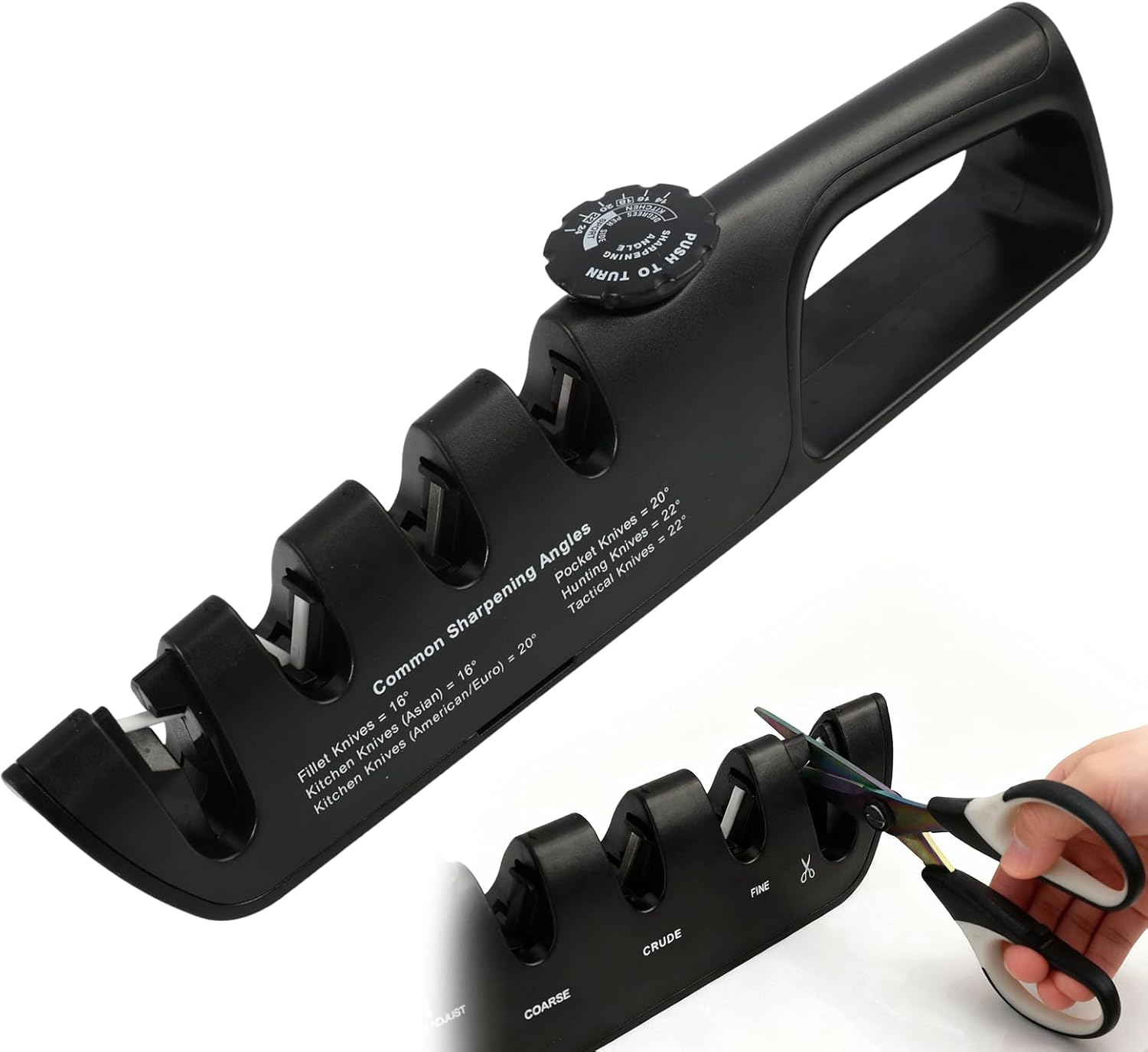 Professional 4-Stage Knife Sharpener with Adjustable Angle Knob - Japanese Multifunctional Device for Kitchen Knives and Scissors, Effortless Sharpening and Polishing Kitchen Sharpeners