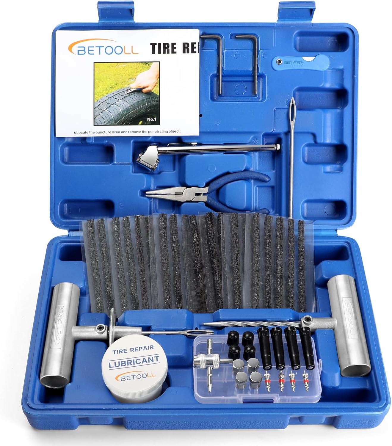 Heavy Duty Tire Repair Kit - 67Pc Set for Motorcycle, ATV, Jeep, Truck, Tractor Flat Tire Puncture Repair
