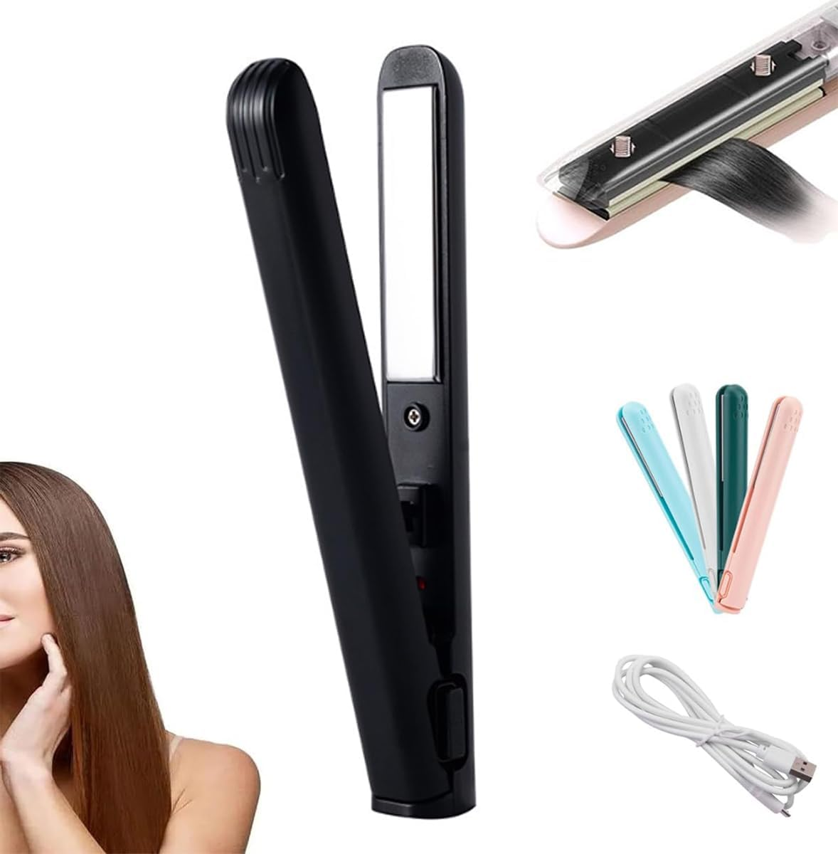 Mini Dual Purpose Curling Iron, 2025 Upgrade Mini Curling Wand and Flat Iron Mini Curling Iron Hair Straightener Curling Iron, Portable Travel Curling Wand for Short and All Hair Types (Pink)