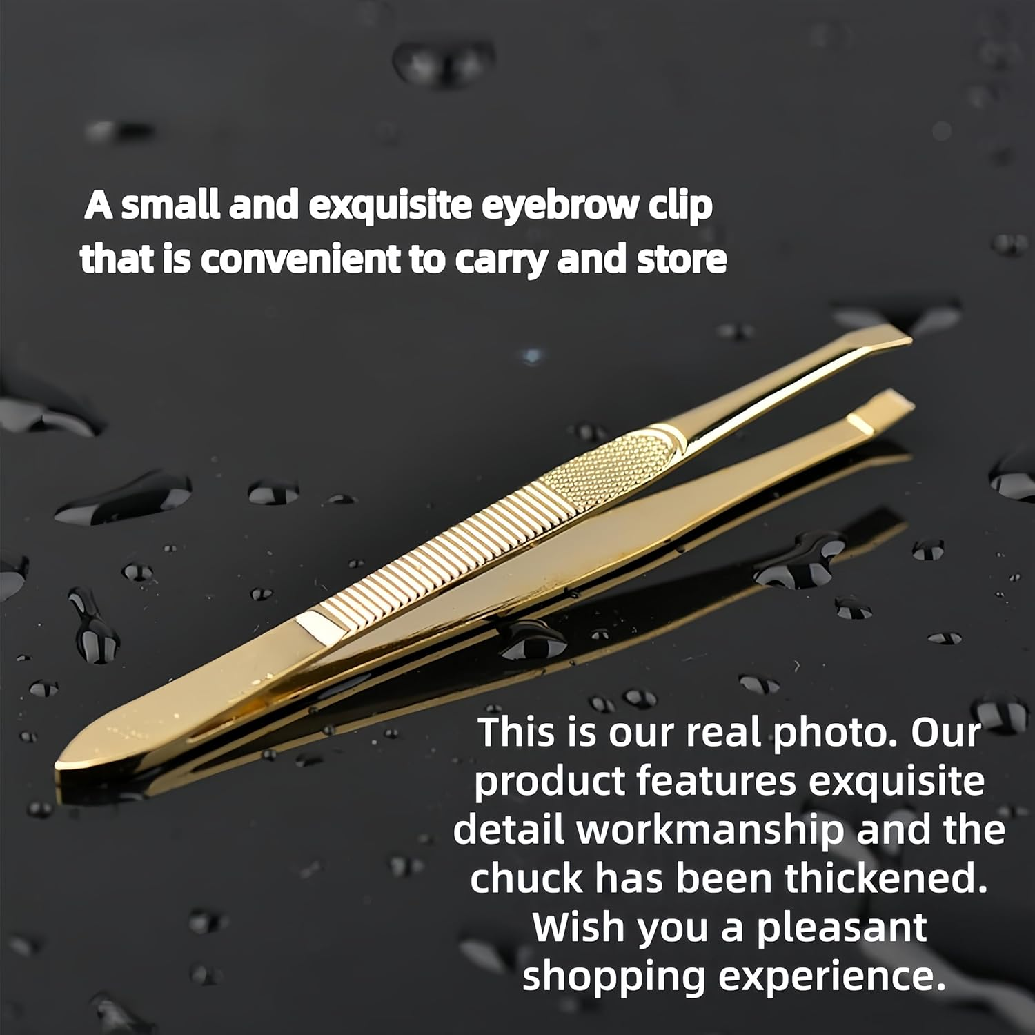WEBXMZDQ 2Pcs High-Quality Gold-Plated Stainless Steel Eyebrow Tweezers,Precision Ingrown Hair Removal Tweezers,Daily Multi-Purpose Beauty Tools, for Precise Eyelash Trimming, for Men and Women image number 3