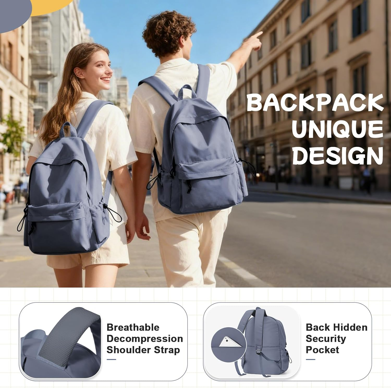 Lendolk School Backpack Womens College Rucksack Lightweight School Bag Water Resistant Casual Daypack College Secondary School Bags for Teenage Girls Boys Bookbag image number 1