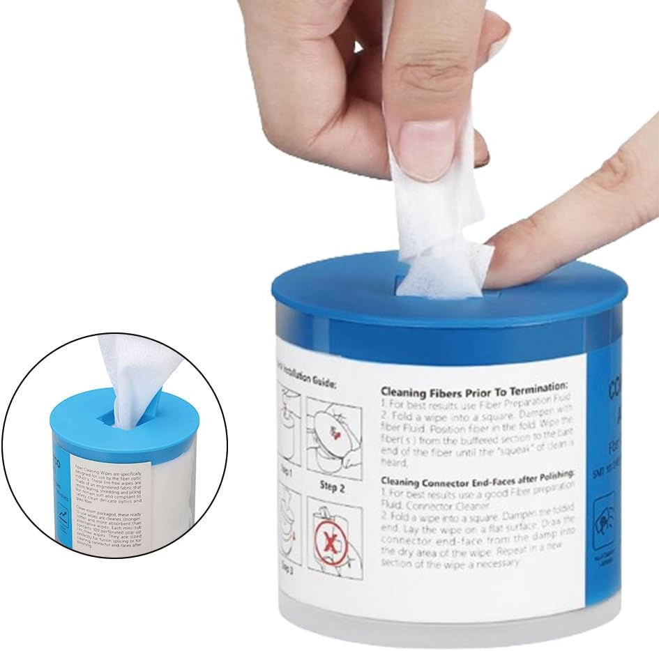 Fiber Optic Cleaning Wipes, 100 Pcs per Box Dust Free Paper Connector Cleaner Optical Cable Clean Tools Wipes Lint Cloth Dispenser Wet Dry Use Easy Tearing Electrical Industrial Precise Instrument image number 4