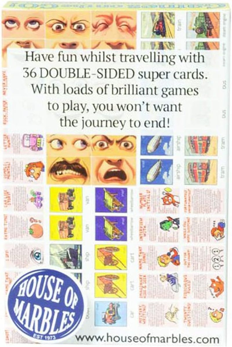 House of Marbles Games on the Go Travel Cards, with 36 Double-Sided Playing Cards of Travel Fun, Busting Boredom, for Kids and Adult Teens, for Traditional Family Fun Games