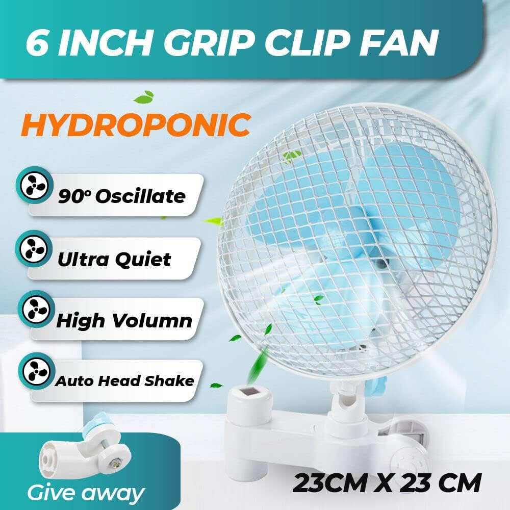 Yarra Supply Portable Clip Fan 2 Speed Hydroponic 6" Oscillating Clip Fan 230Mm Portable Personal Fan for Baby Stroller, Bunk Bed, Camping,Bike image number 3