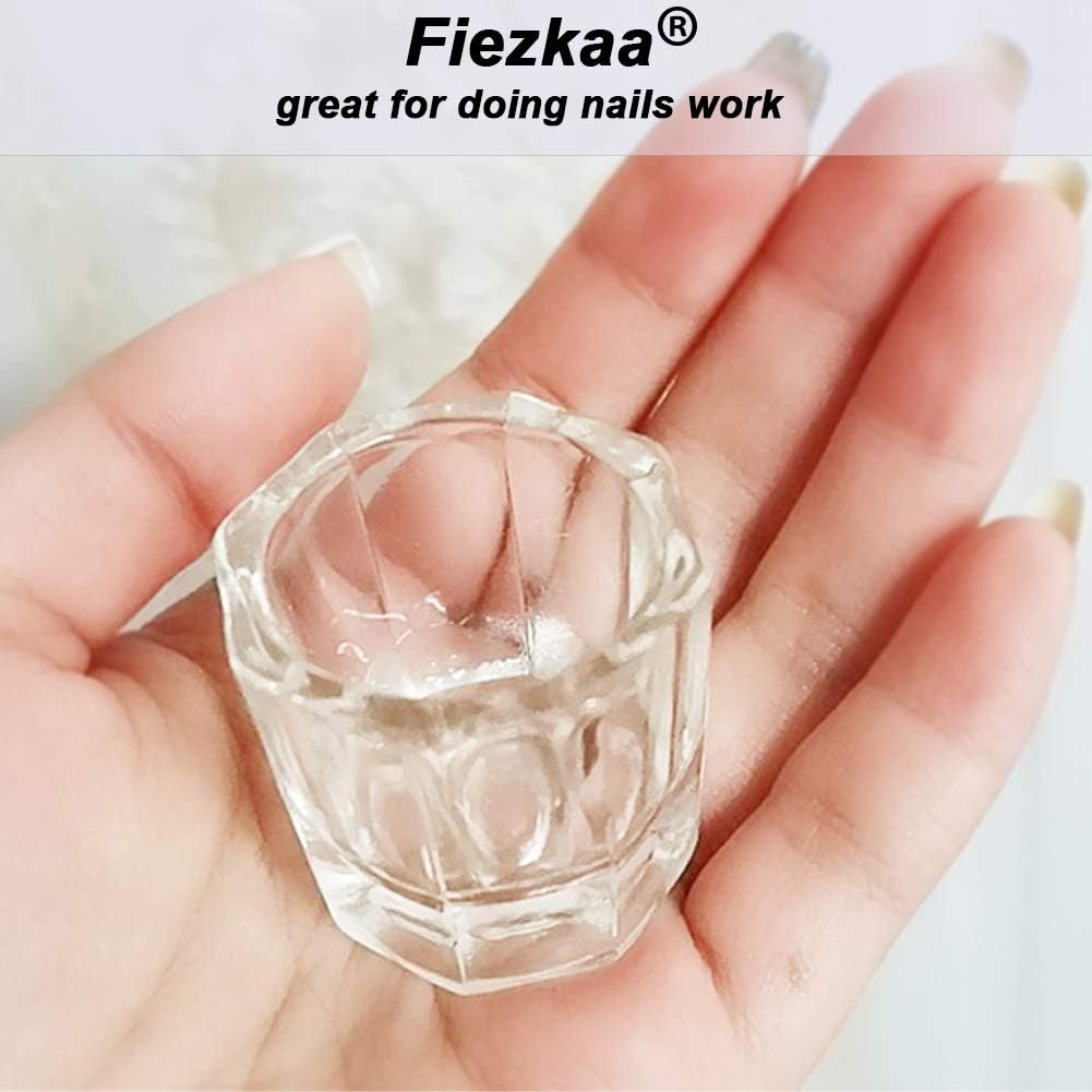 Fiezkaa 2Pcs Clear Nail Dappen Dish Glass Cup for Acetone and Nail Liquid, Small Dampen Dish for Acrylic Nails, Monomer, Powder, Polish Remover - Dapping Dish for Nail Tech, Art image number 1