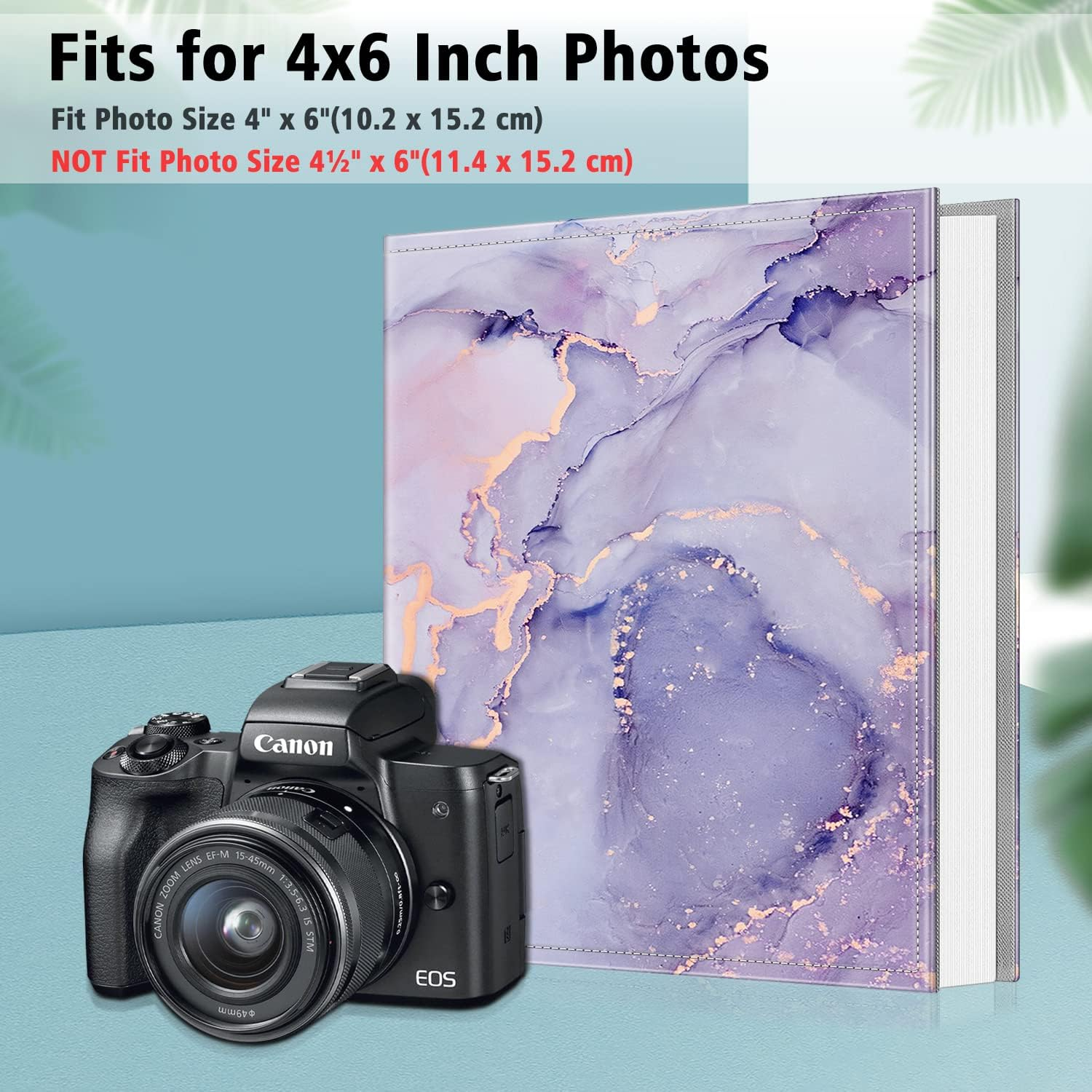 Fintie Photo Album 4X6 Photos - 300 Pockets Large Capacity Premium Vegan Leather Photo Book Cover for Family Wedding Anniversary Baby Vacation Pictures, Lilac Marble - Emerald image number 7