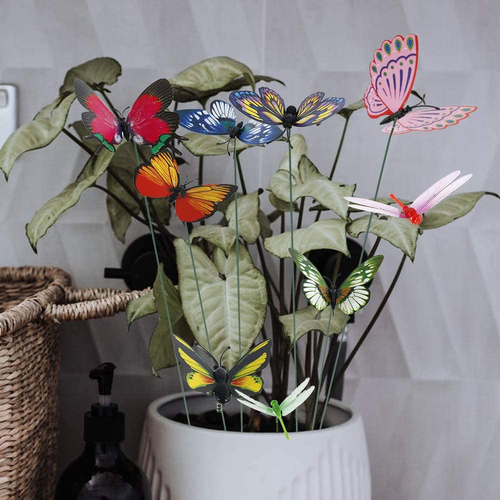 32 Pcs Butterfly Stakes, Garden Butterfly Ornaments - Patio Decor Butterfly Party Supplies Garden Stakes Decorative for Outdoor Yard Christmas Decorations image number 6