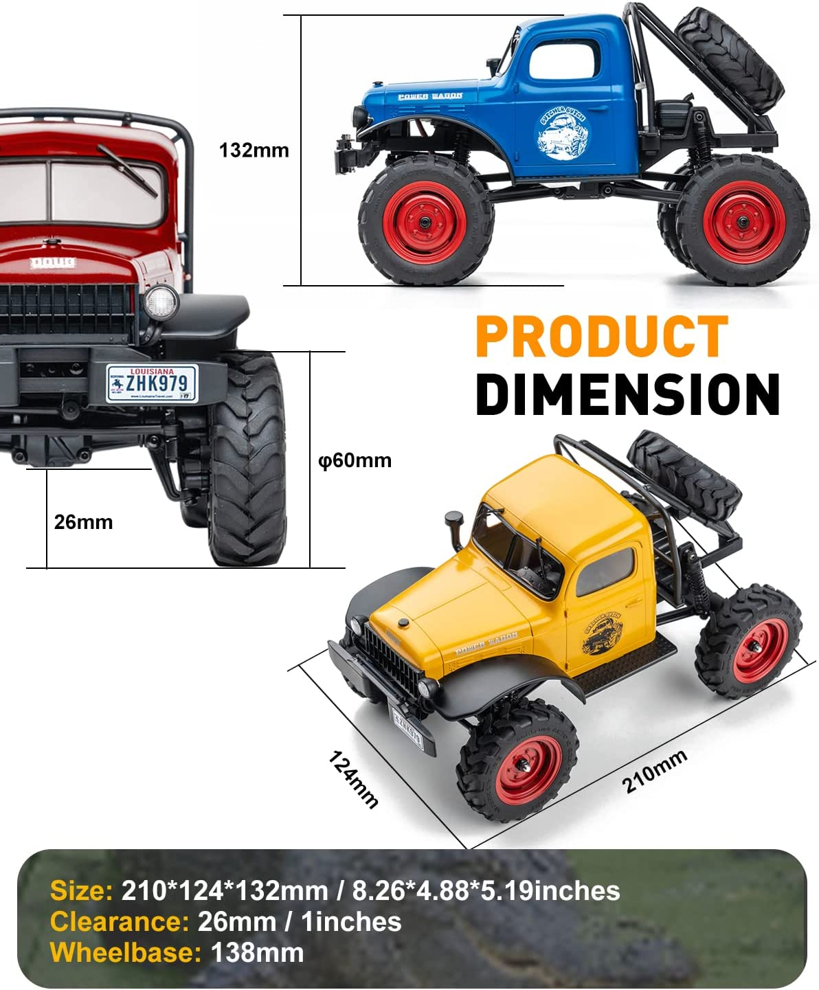 EAZYRC RC Car 1/24 Remote Control Car, FCX24 Power Wagon 4WD RC Crawler Two-Speed Shift, RC Rock Crawler 8Km/H with Blind Box Upgrade RC Accessories for Adults (Blue) image number 1