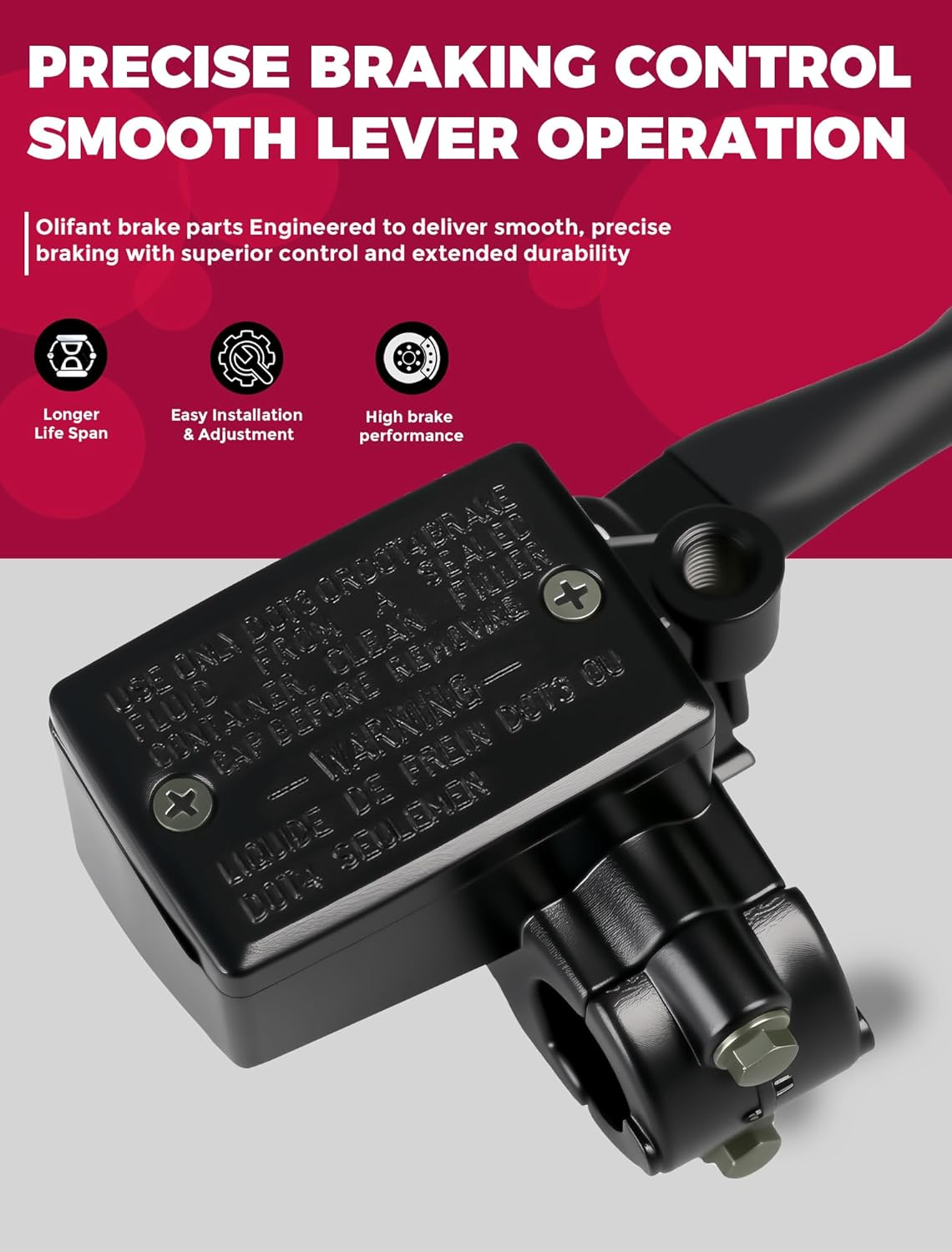 OLIFANT Brake Master Cylinder Handle for Honda TRX 250 300 350 400 450 Foreman 500 Rubicon Fourtrax 300 Rancher 350 420 Recon 250 Rincon Sportrax 7/8 ATV Hydraulic Brake Lever image number 2