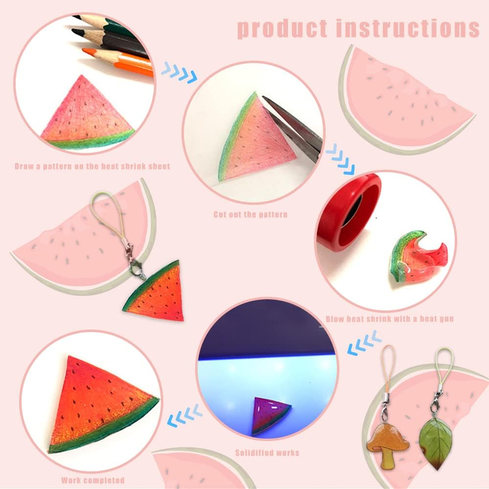 12Pcs Colorful Shrink Films Papers, Heat Shrink Sheets, Shrink Art Paper for Creative Craft, 20X29Cm (Style A) image number 1