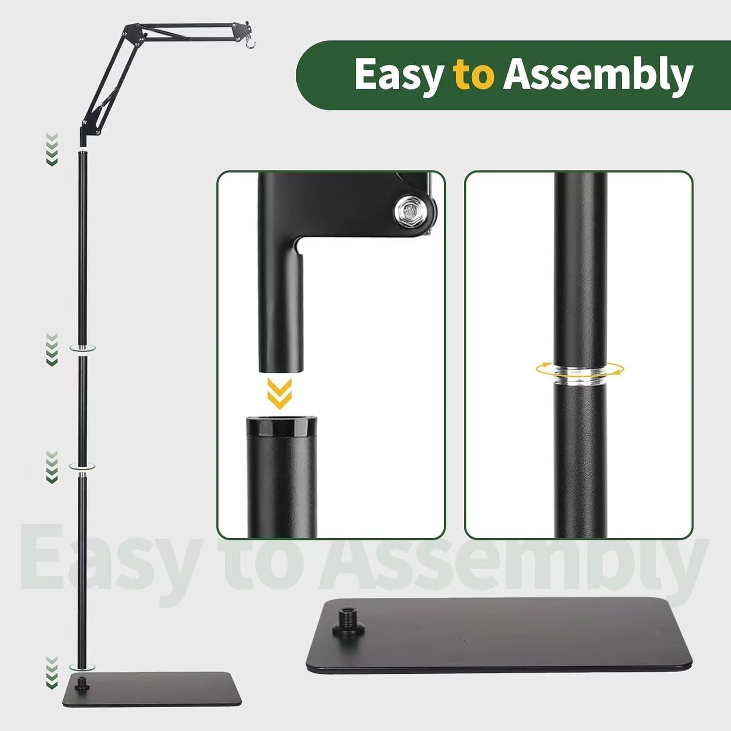 Terrarium Stand Reptile Tank Stand with 360&deg; Adjustable Swing Arm, Heat Lamp Holder for Bearded Dragon Turtles Snake and Chicks