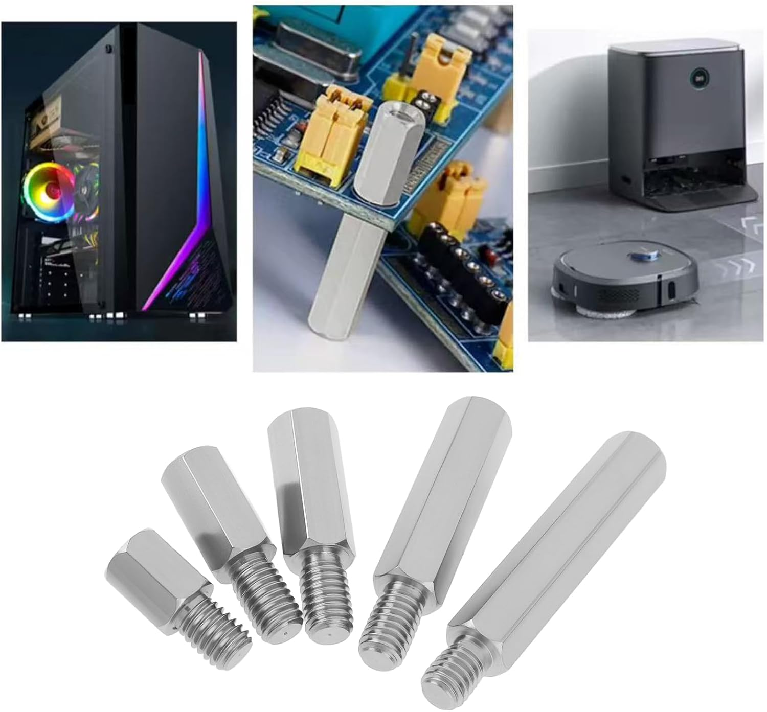 Emsea 10Pcs Single Head Stud Male-Female Hex Standoff Screws M6 10Mm 15Mm 20Mm 30Mm 40Mm Stainless Steel PCB Standoffs Screws for Computer Circuit Board image number 6