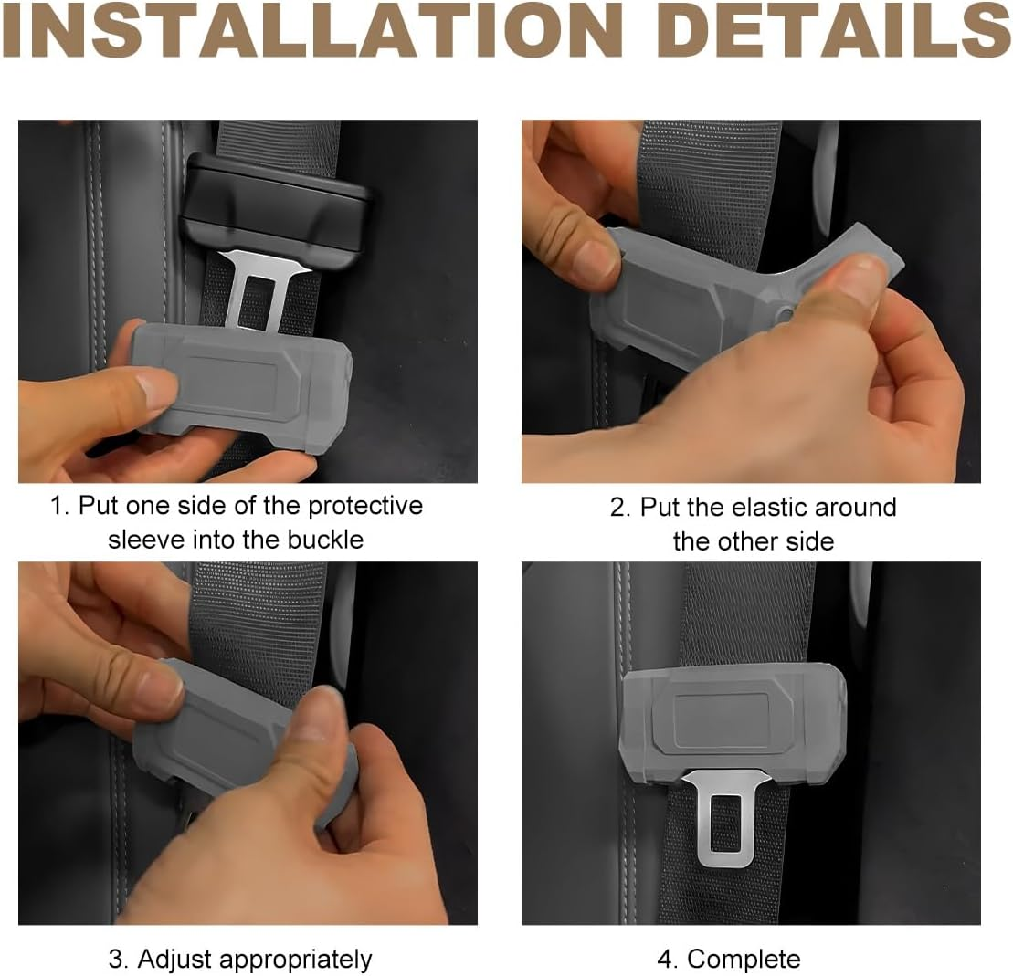 2 PCS Car Seat Belt Buckle Covers, Anti-Scratch Silicone Car Seatbelt Buckle Protector, 7 Color Fashion Seat Belt Clips Cover Protector for Car Safety, Car Accessories (Black) image number 6