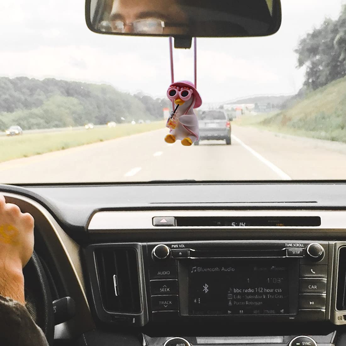 Cool Swinging Duck Car Hanging Ornament, Pendant Interior Rearview Mirror Decoration and Car Rear View Mirrior Hanging Accessories - 5Flag Duck image number 6