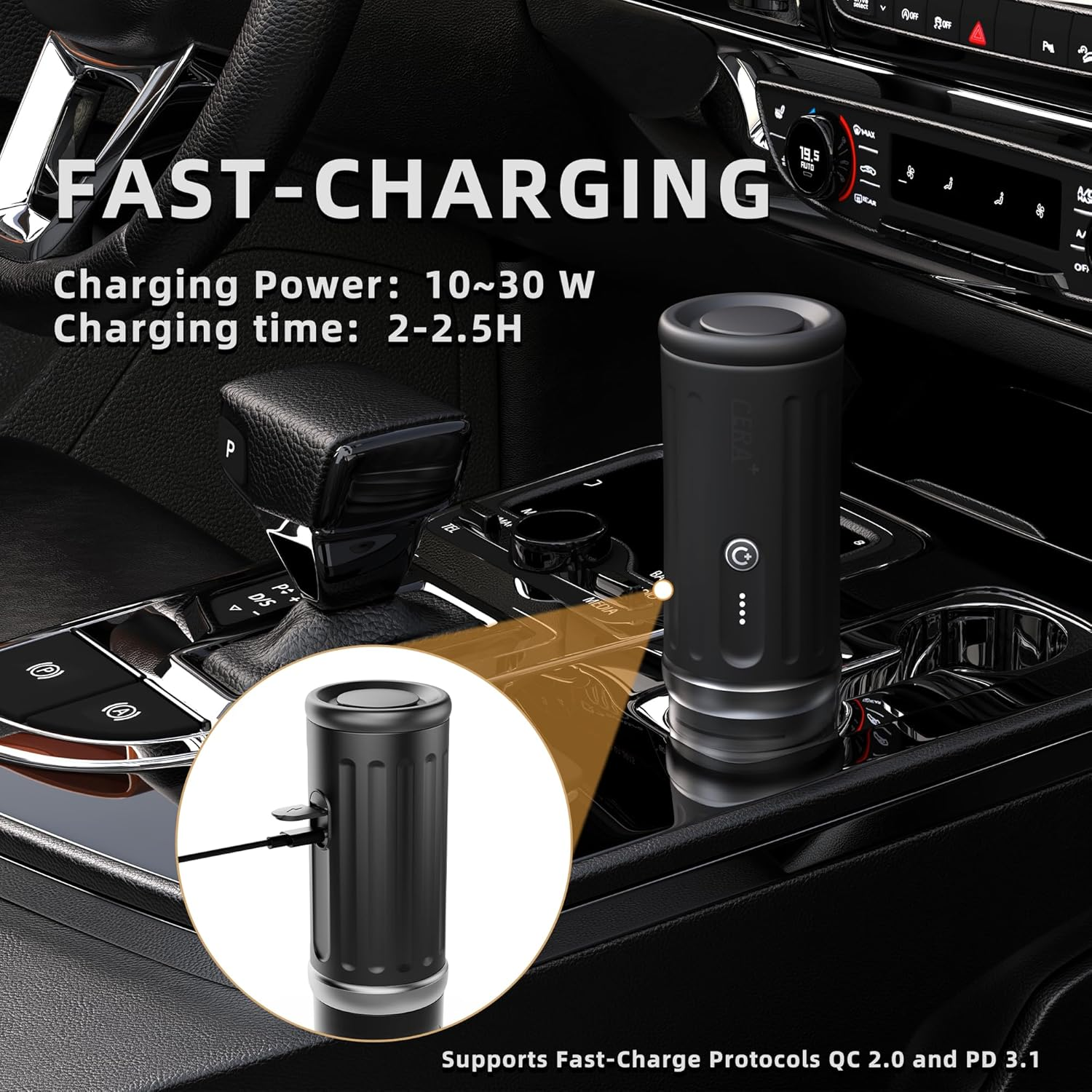 CERA+ Self-Heating Portable Espresso Machine,Up to 8 Cups per Charge & 20 Bar, 3*4500Mah, Cerapresso Works with NS Capsules & Grounds, Electric Coffee Maker for Camping,Hiking,Office,Car,Travel,Office image number 2