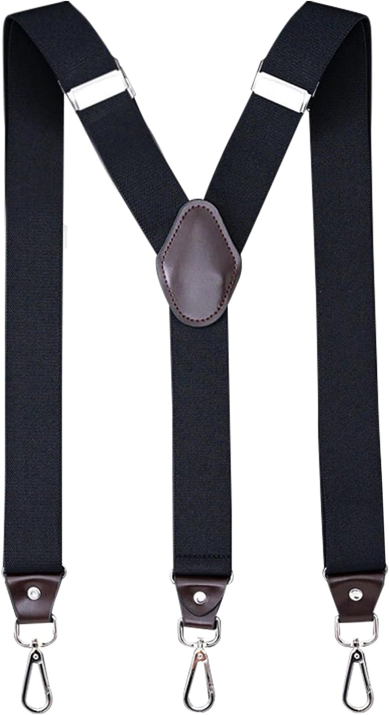 Suspenders for Men,Adjustable Suspenders with 3 Hooks,Elastic Straps Design,Y-Back Costume Suspender Heavy Duty for Work by H HOME-MART