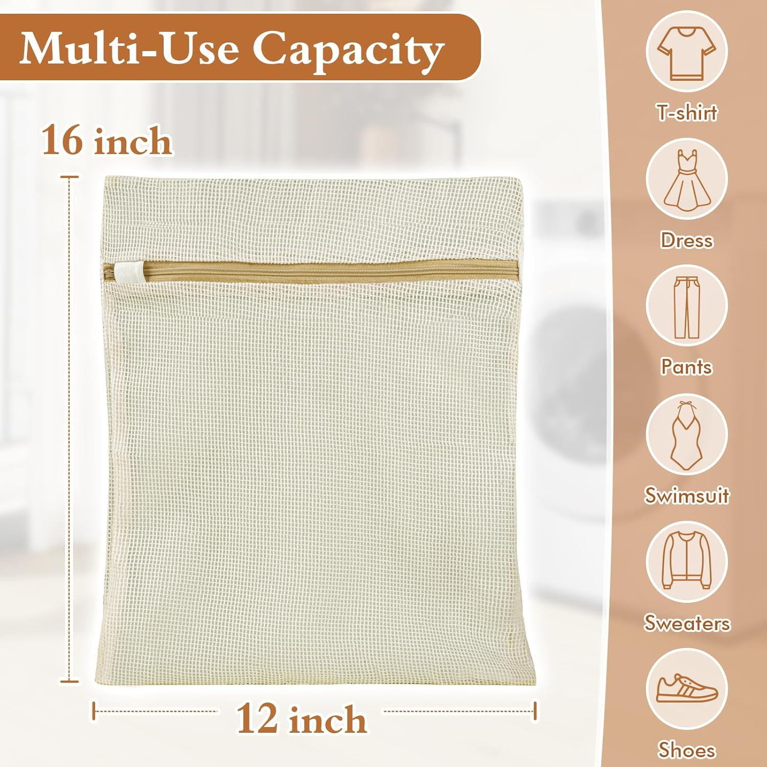 Natural Cotton Mesh Laundry Bags 12X16" 3-Pack,Gentle Wash for Lingerie, Baby Clothes & Travel Essentials image number 1