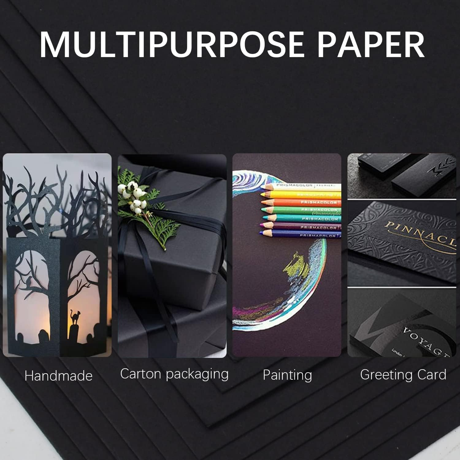 100 Sheets Black Kraft Cardstock Paper for DIY Projects and Crafts - Thick 250Gsm Black Cardstock for Printing Drawing Invitation Making - A4 Size 21 * 29.7Cm, Laser and Inkjet Printer Compatible image number 4