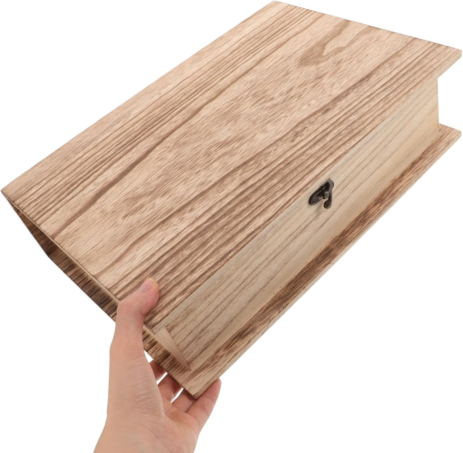 2Pcs Keepsake Wooden Organizer Wooden Book Storage Box Flip Lid Jewelry Chest Secure Functional Desktop Organizer image number 2