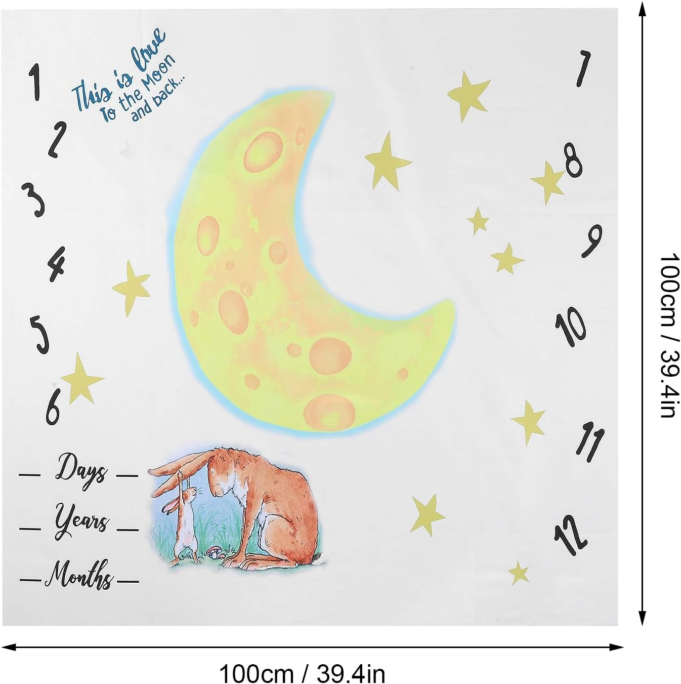 Tbest Swaddling Blankets,Swaddling Blankets Cartoon Moon Animal Pattern Infant Monthly Cloth Baby Cloth Photography Props image number 3