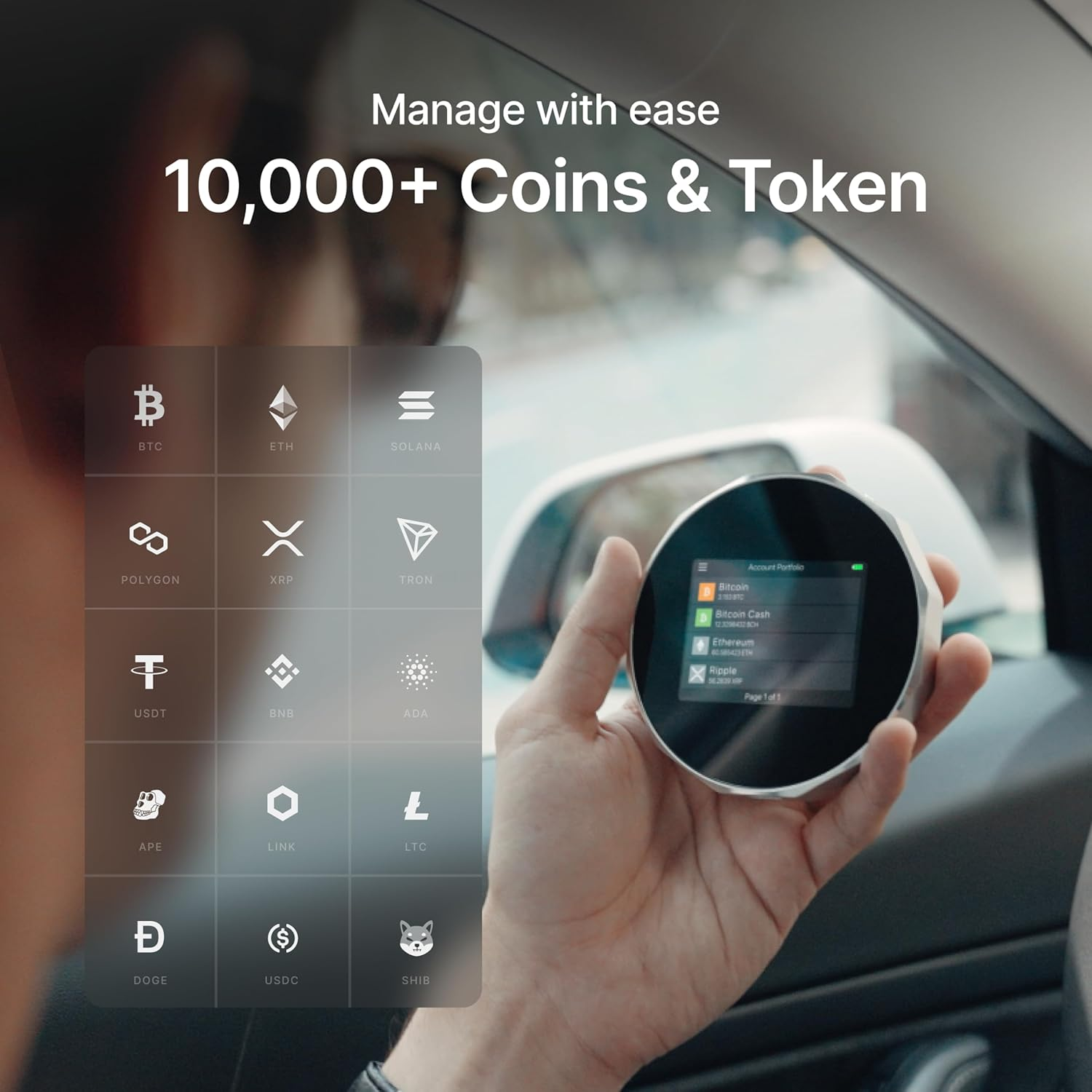 Secux V20 plus - Most Secure Crypto Hardware Wallet W/Bluetooth & NFT Support - Cross Platform - Easily Manage Your Bitcoin, Ethereum, BTC, ETH, SOL, LTC, Doge, BNB, XLM, ERC20, BSC and More (V20)