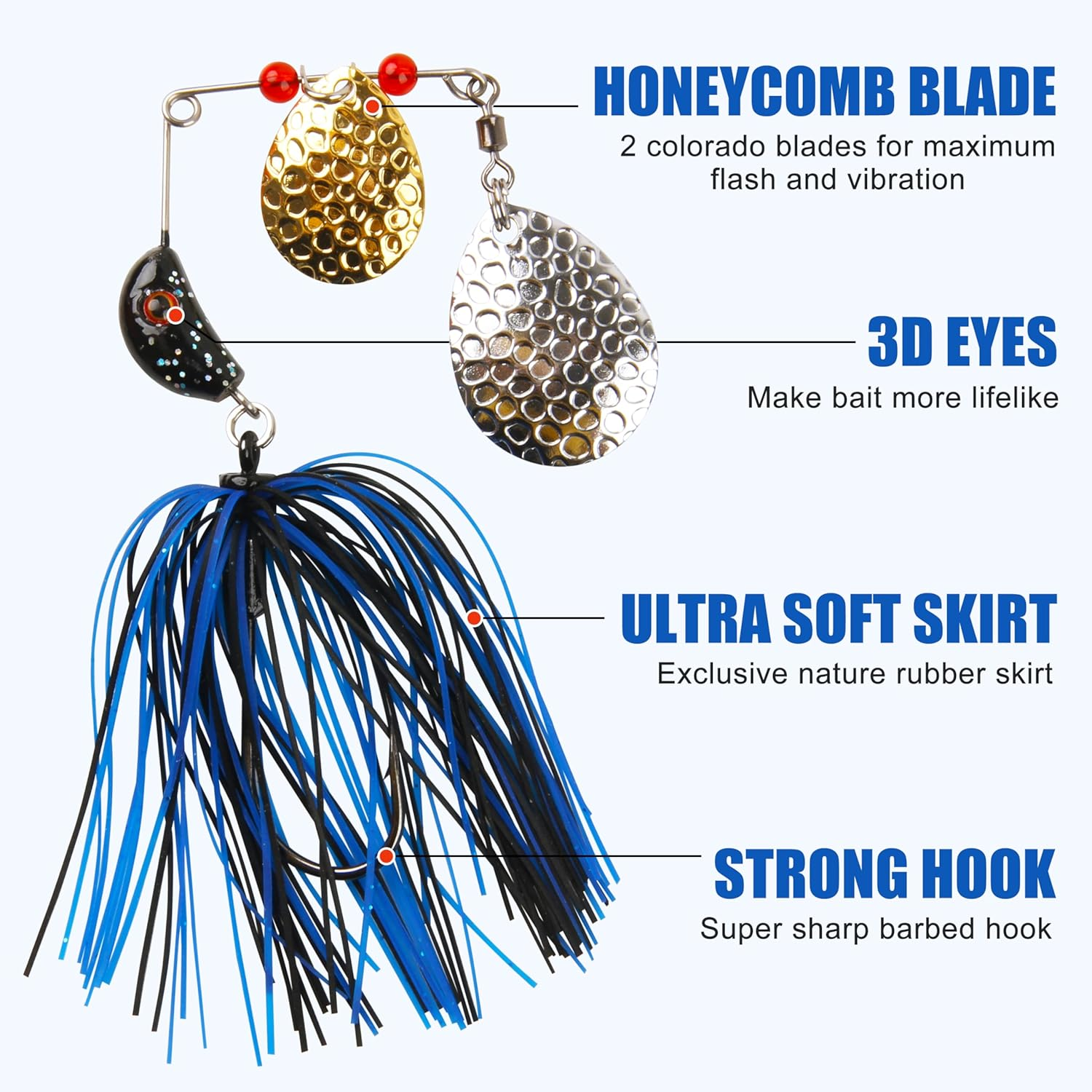 OROOTL Spinnerbait Fishing Lures Kit, Bass Fishing Spinner Baits Set Multicolor Buzzbaits Hard Metal Topwater Swimbait Jig Lure for Bass Pike Trout Walleye Freshwater Saltwater Fishing