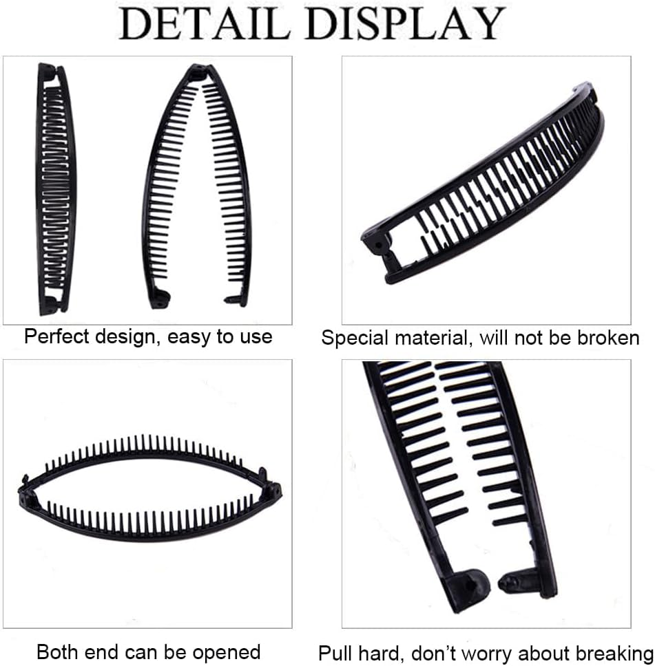 6 Pcs Banana Hair Clips for Women - Classic Fishtail Clincher Combs, Large Double Ponytail Holder Clips for Thin Hair image number 4