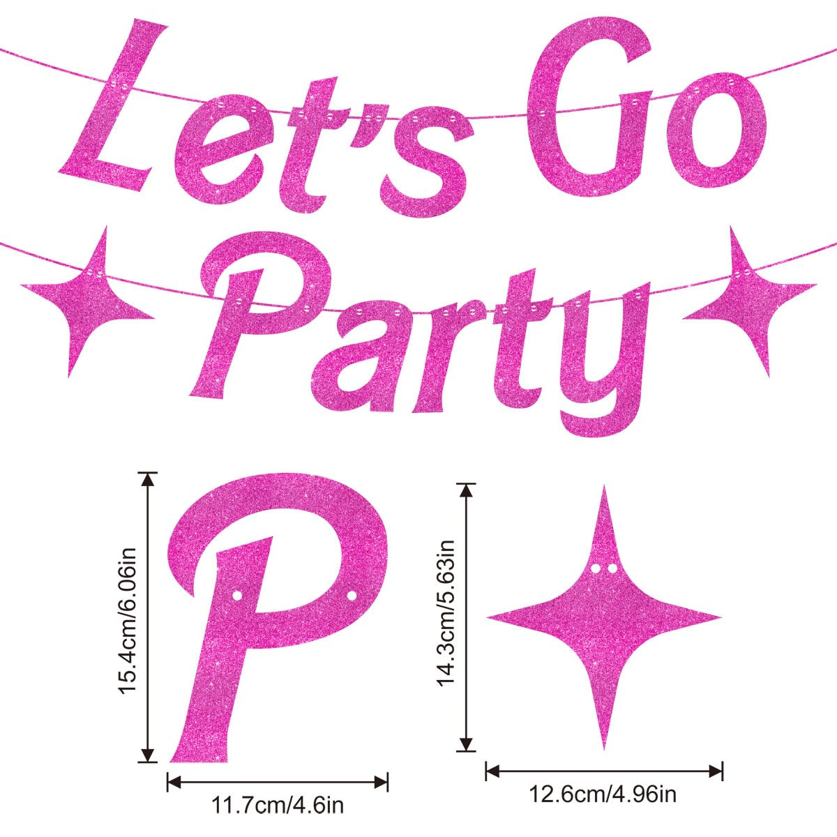 Let'S Go Party Banner Bachelorette Party Decorations, Glitter Hot Pink Party Decorations, 21St Birthday Banner Girl Photo Backdrop Props for Bachelorette Party Supplies (Pink) - Gold image number 3