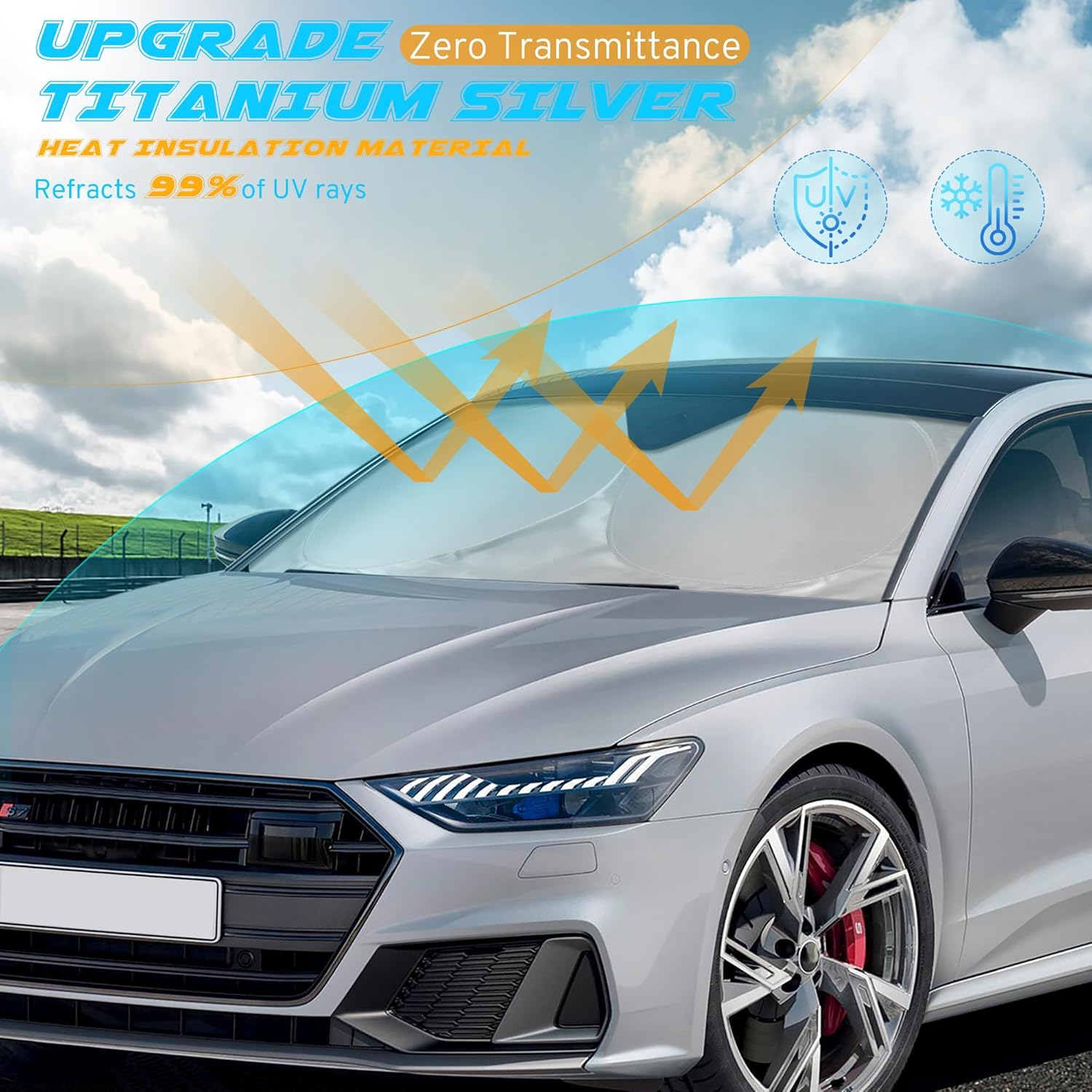 SZYUCHEN Car Windshield Sun Shade Sunshade Compatible with Chevy Chevrolet Silverado 1500 2500 HD 3500 HD Regular Cab Crew Cab Double Cab 2025 2024 2023-2007 Accessories, Car Window Sun Shield image number 3