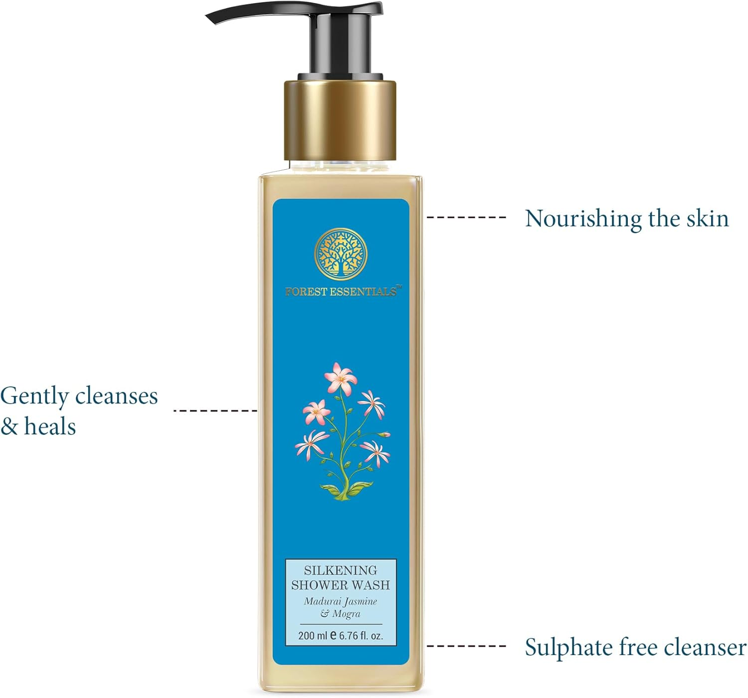 Forest Essentials Silkening Shower Wash - Madurai Jasmine & Mogra 200Ml image number 5