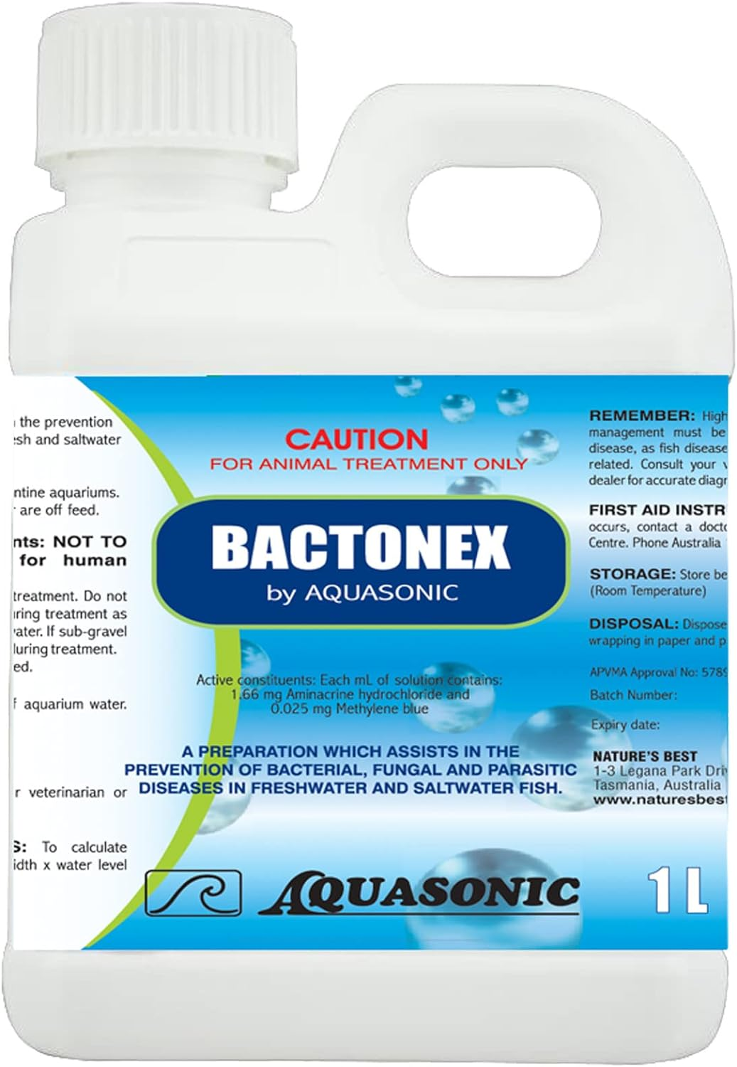 Aquasonic Bactonex Broad Spectrum Water Treatment 1 Litre