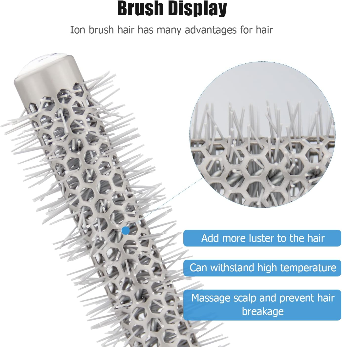 Small Hair round Brush, 0.75Inch Nano Technology Thermal Ceramic and Ionic round Barrel Hair Brush for Blow Drying, Styling, Curling, Adding Hair Volume image number 3