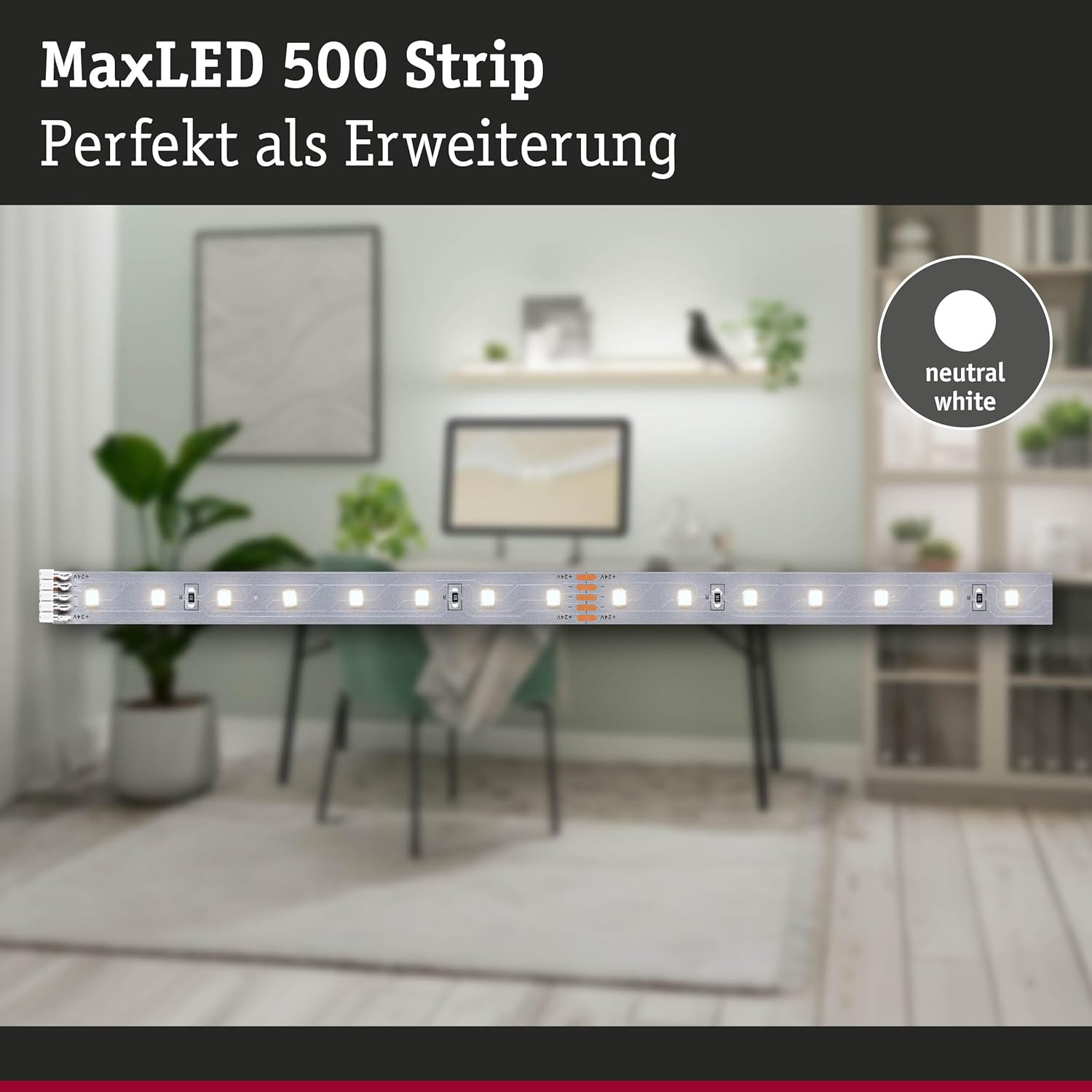 Paulmann 71240 Maxled 500 LED Strip Neutral White Individual Strip 1M 3,6W 550Lm/M 64 Leds/M 4000K image number 3