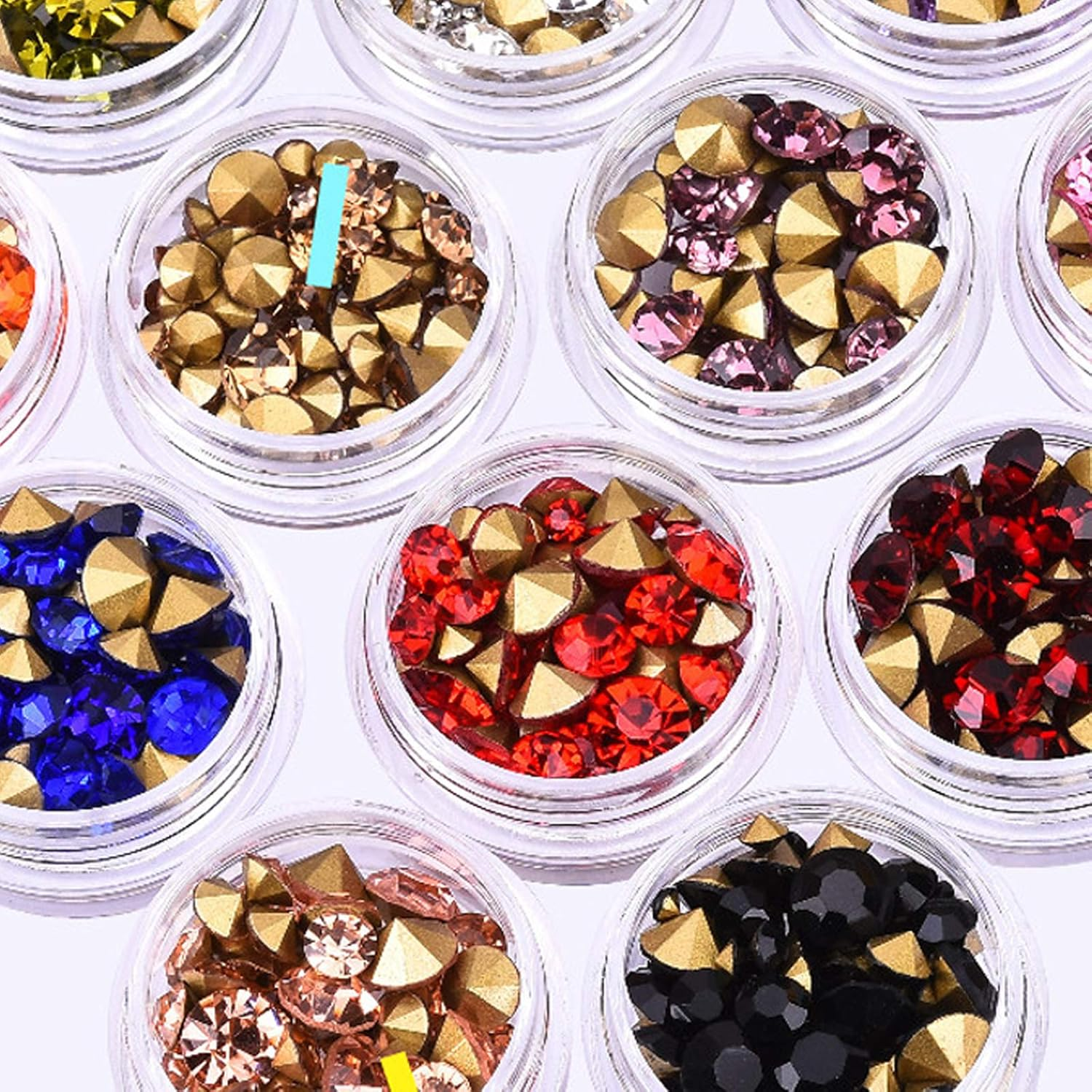 2 Boxes Nail Art Rhinestone Flat-Back Rhinestone Super Glitter Nail Decoration Sharp Bottom Crystal Deep Pink image number 2