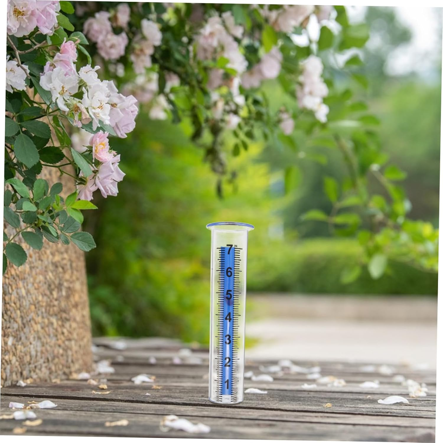 SUPVOX 4PCS Transparent Rain Gauge Tubes with Blue Base Accurate Outdoor Water Measurement for Garden Lawn Backyard School Weather Science and Greenhouse Use image number 6