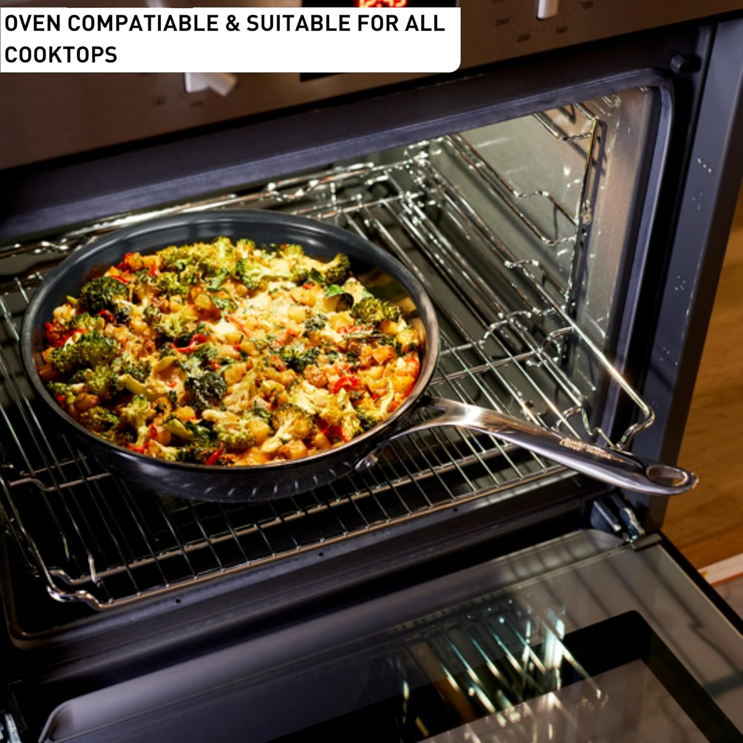 C471S255 Jamie Oliver by Tefal Enjoy Ceramic Induction Hard Anodised Twin Pack 24Cm/28Cm Frypan ​+ Bonus Pan Protector​ image number 6