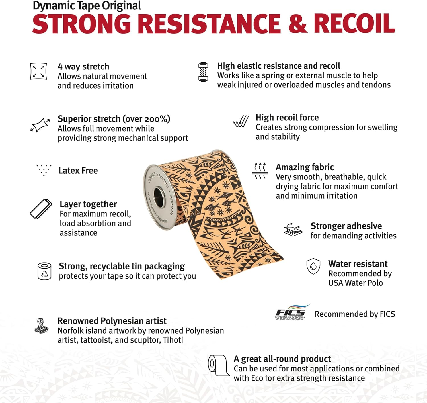 Dynamic Tape | Biomechanical Adhesive Tape | for Sports & Physio | Knee, Ankle, Elbow, Leg, Muscle Support | Black 7.5 Centimetres X 5 Metres Roll image number 2