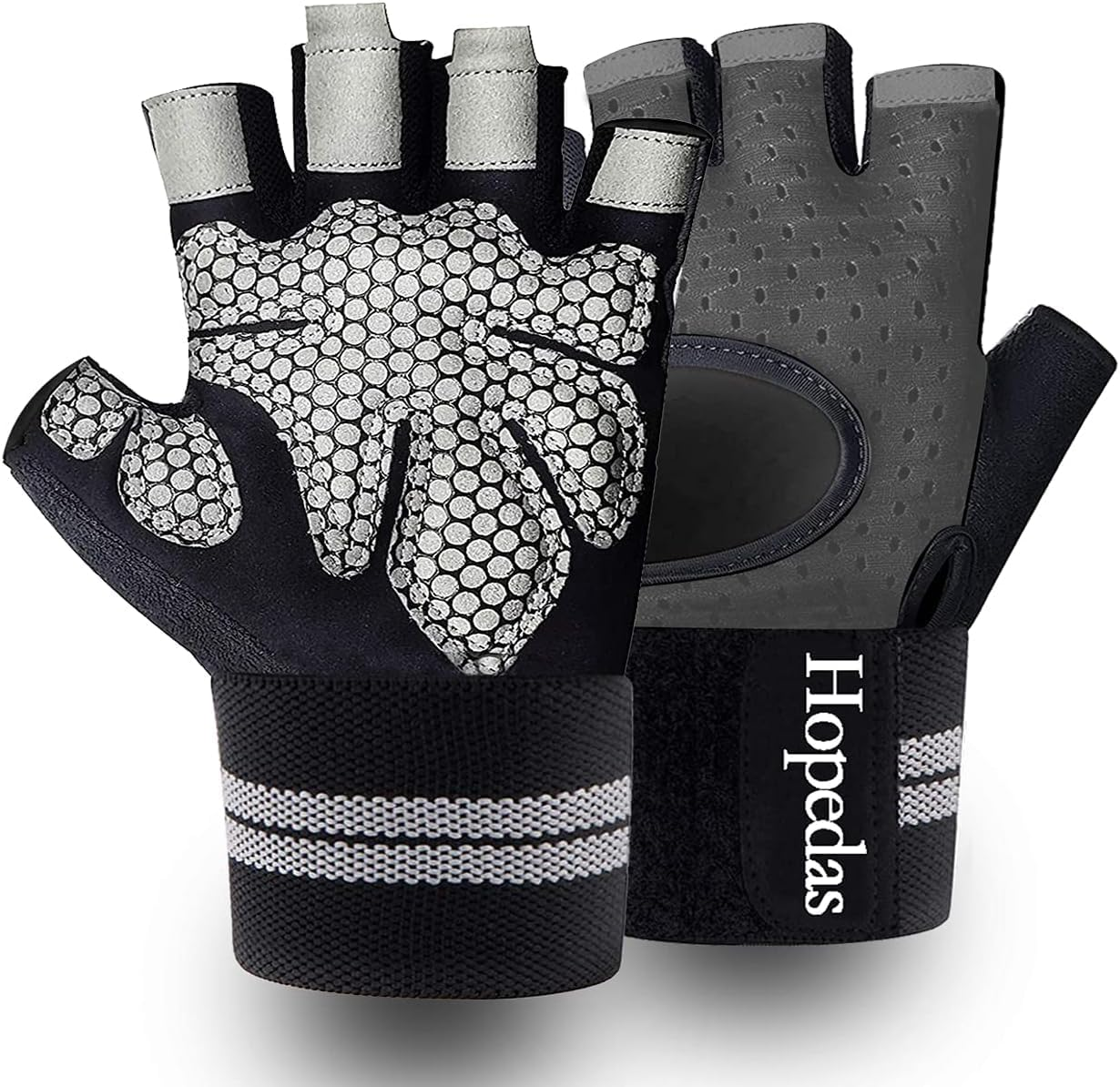 Hopedas Weight Lifting Gym Workout Gloves with Wrist Wrap Support for Men & Women,Breathable Exercise Gloves for Weightlifting, Training, Fitness Sport, Pull Ups