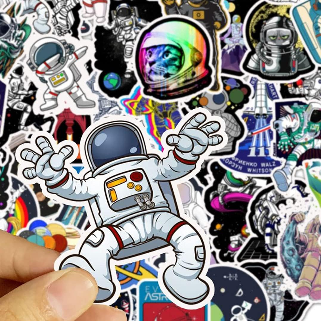 Astronaut NASA Space Explorer Stickers 50 Pcs, Vinyl Waterproof Universe Cosmic Planet Sticker Decals for Water Bottle Laptop Guitar Skateboard Car Bike Bumper Suitcase Luggage for Adults Teens Kids