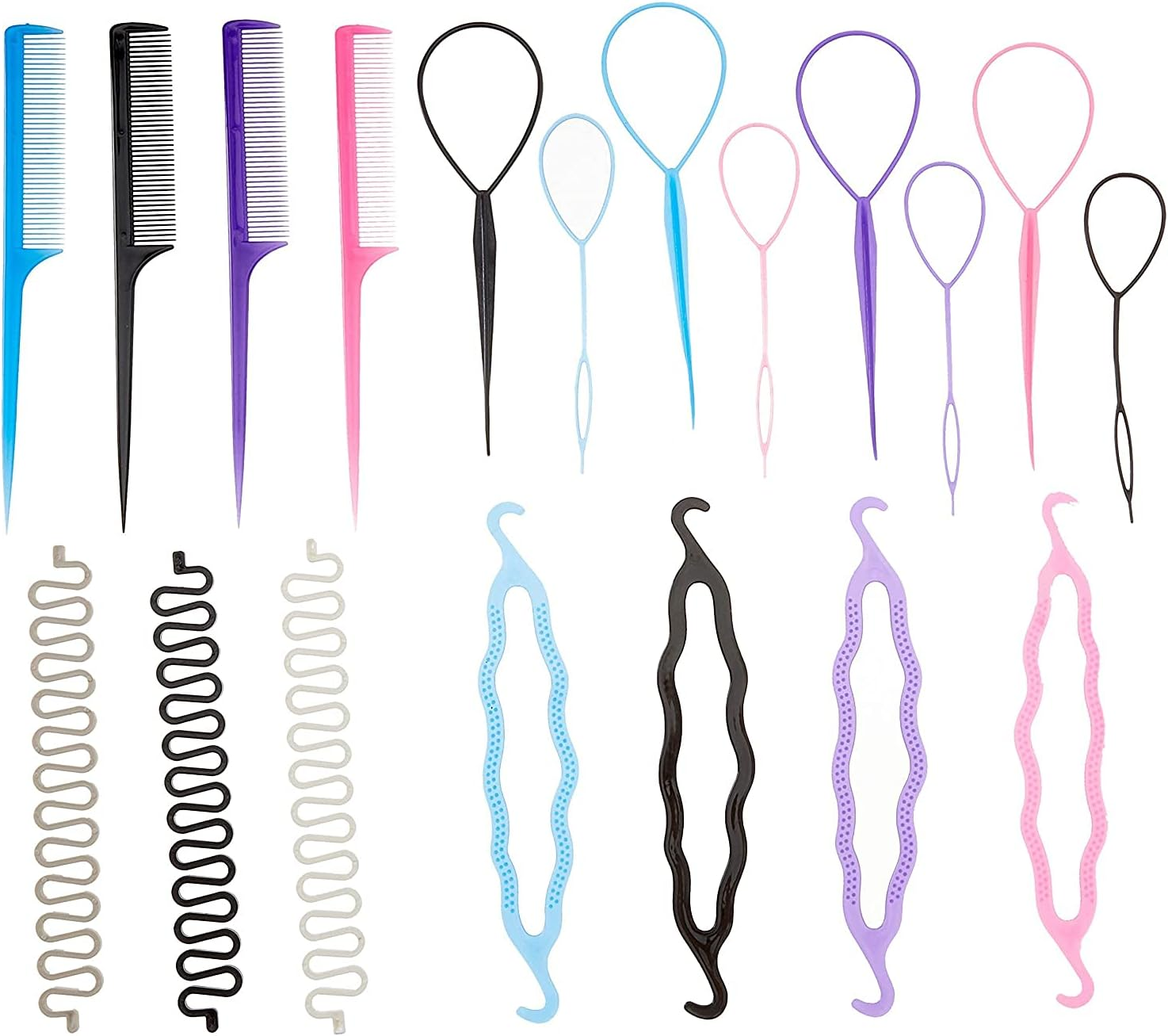 19 Pcs Hair Braiding Tool, DIY Styling Tool Kit Updo Ponytail Maker Accessories Topsy Braid image number 5