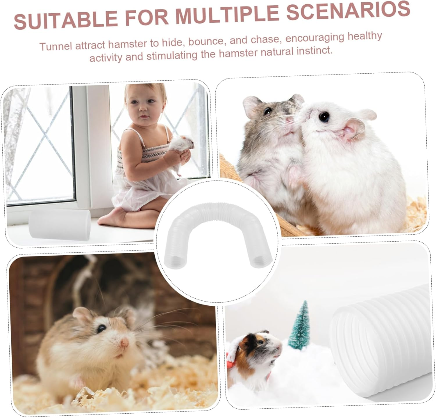Milisten Flexible Hamster Tunnel Fun and Safe Exercise Tube for Hamsters Guinea Pigs and Ferrets Hideout for Play and Rest Plastic Material for Easy Setup - White image number 3