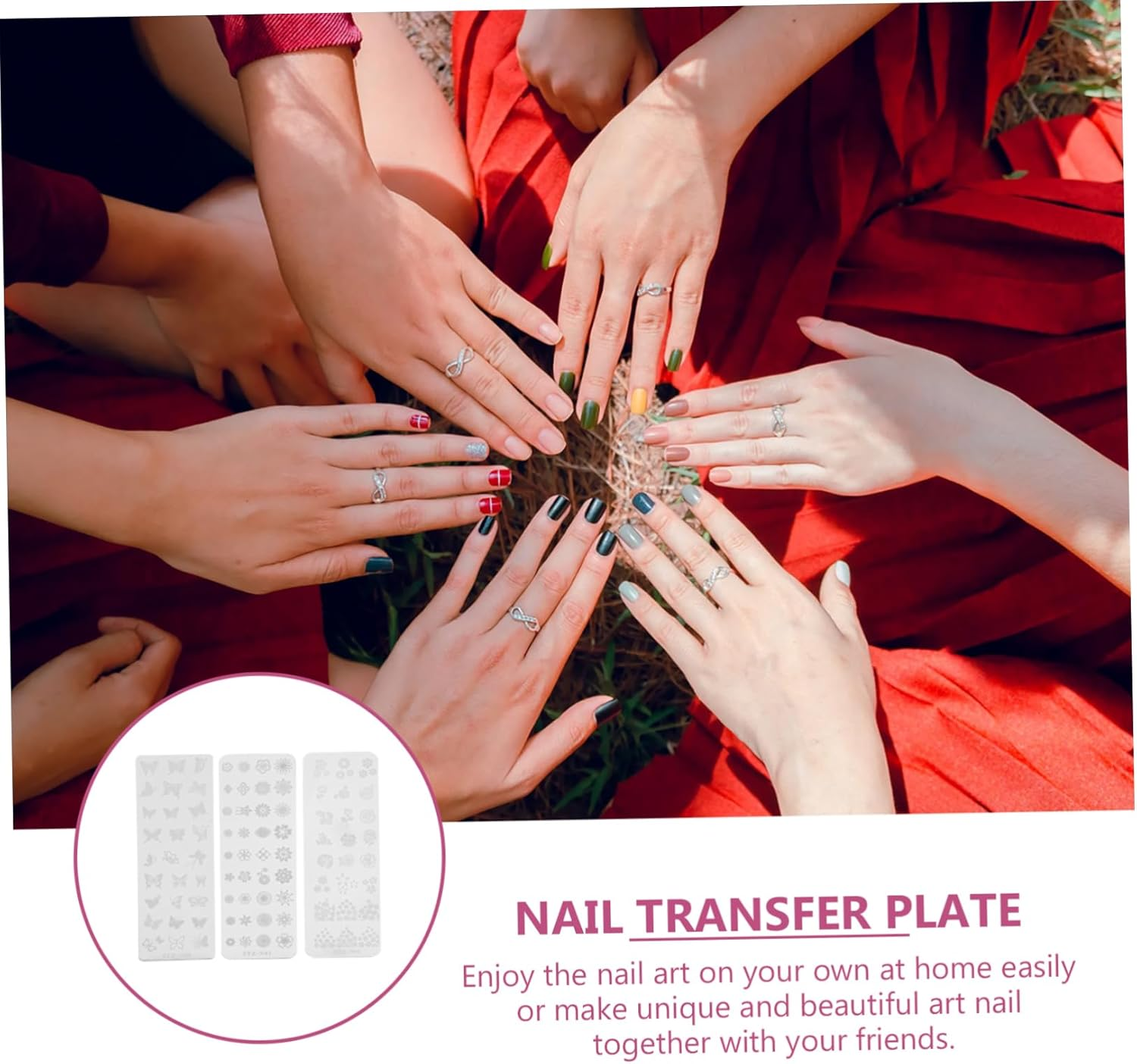 AUTSUPPL 5Pcs Nail Art Stamper Plates Nail Stamping Plates Floral Art Stencils Manicure Kit for Home image number 6